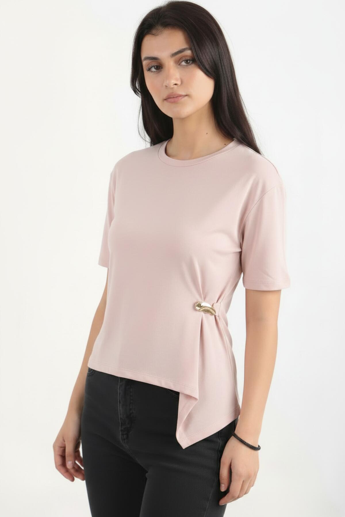 Blouse With Accessory Detail — Pink