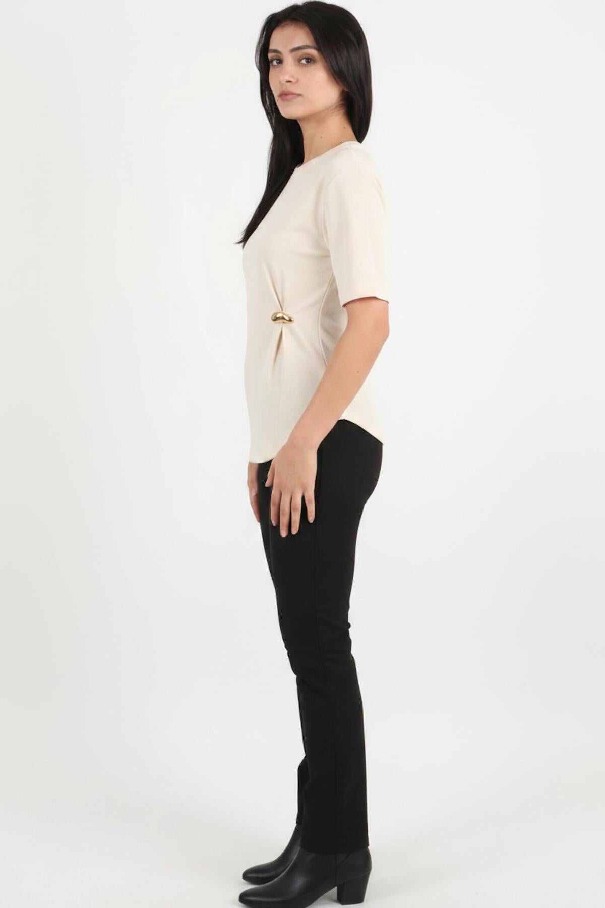 Blouse With Accessory Detail — Off‑White