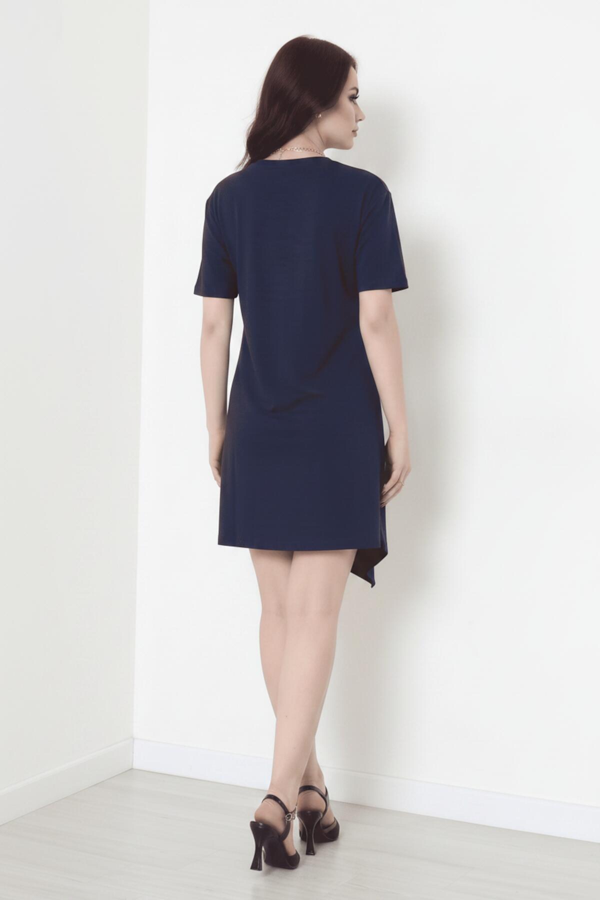 Accessory - Detail Short - Sleeve Dress — Navy