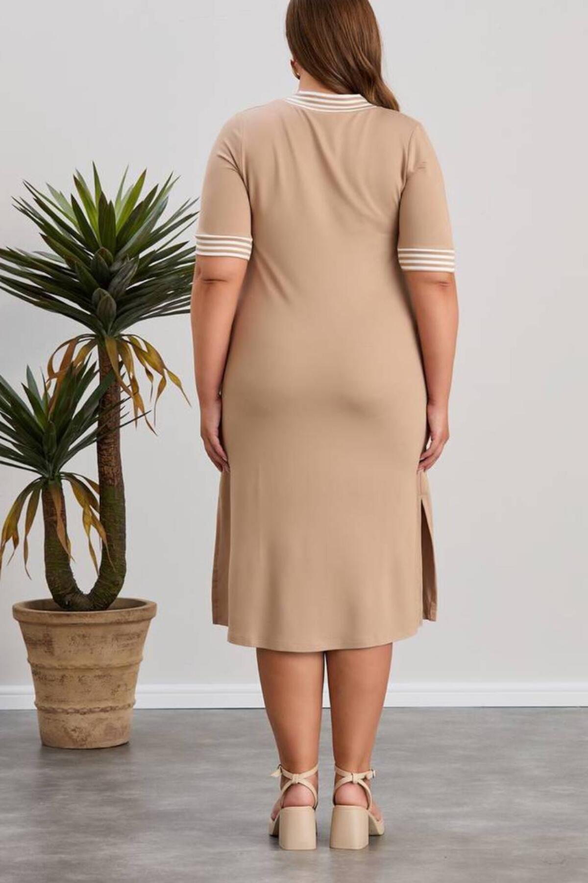 Plus - Size Crystal Fabric Dress — Stone