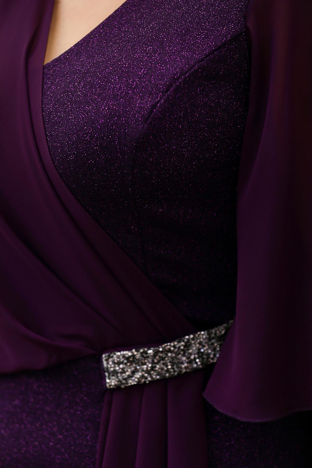 Plus - Size Glitter Midi Dress — Purple
