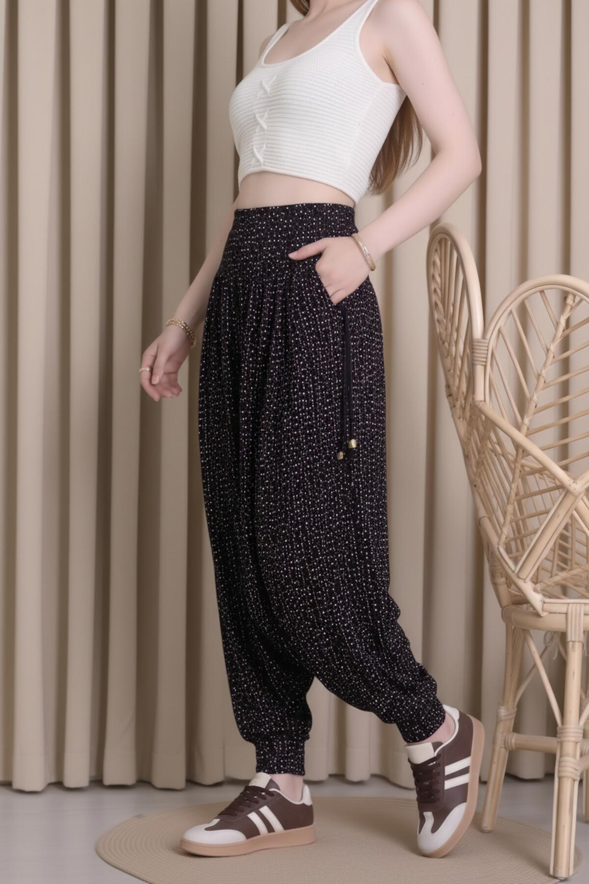 Pigment Beaded Harem Trousers, Multicolor