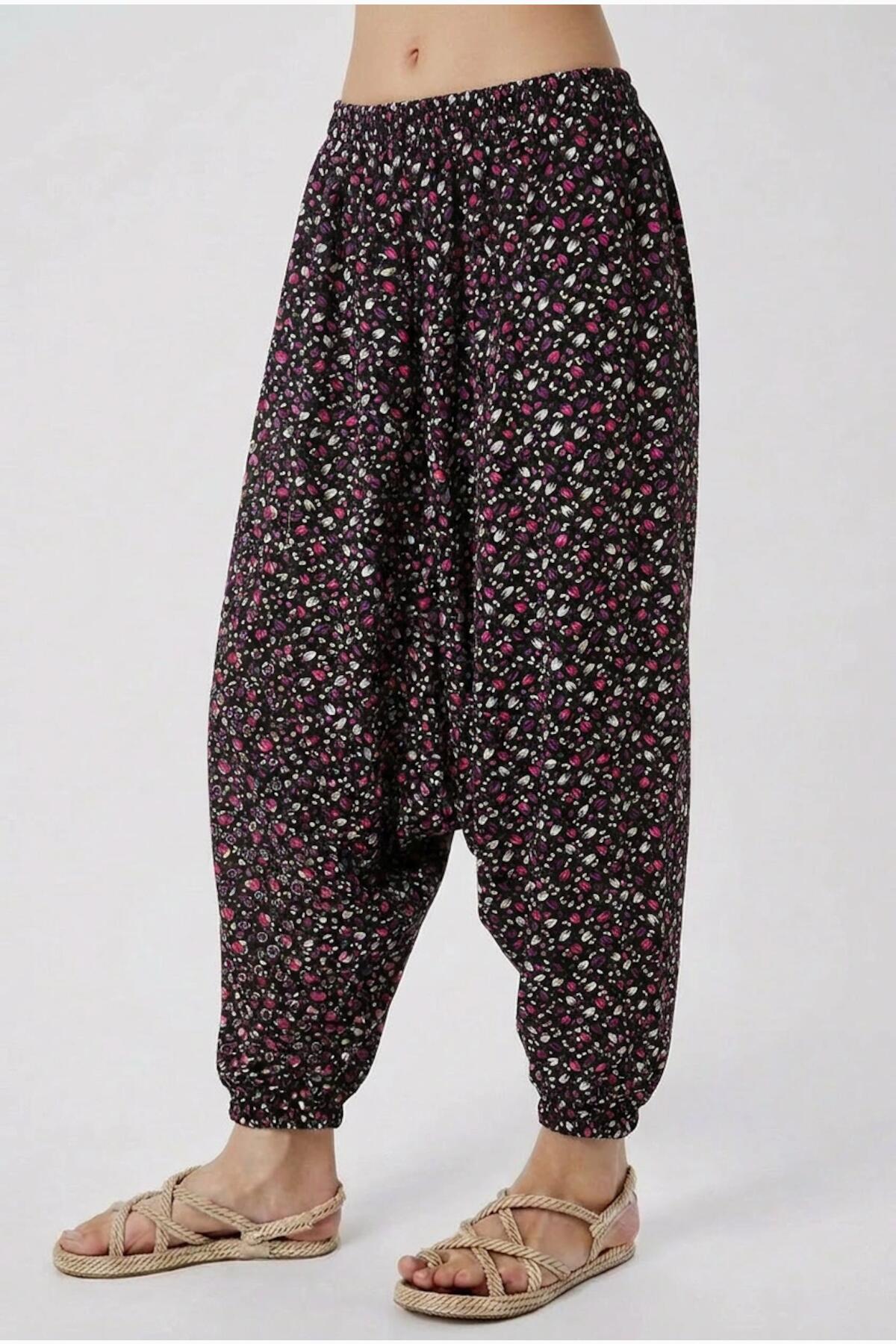 Multicolor Jersey Harem Trousers