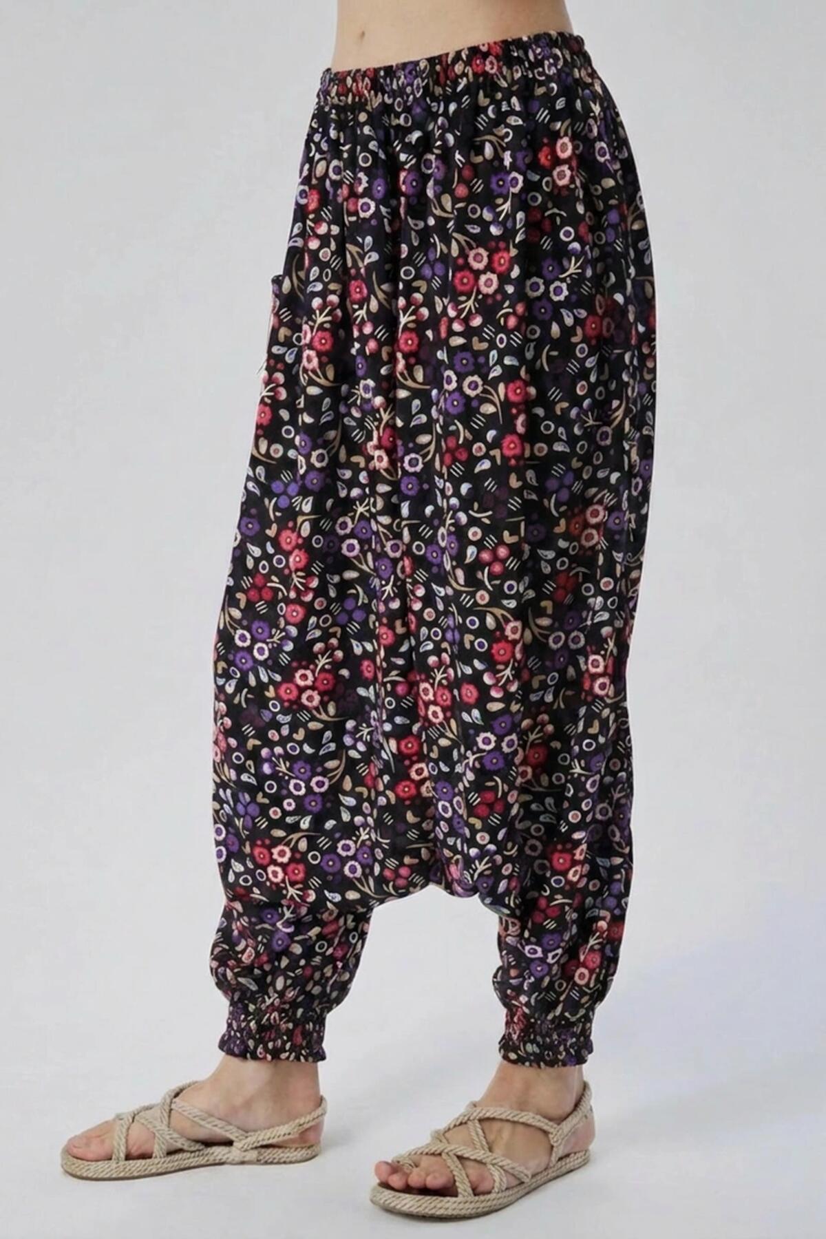 Multicolor Jersey Harem Trousers
