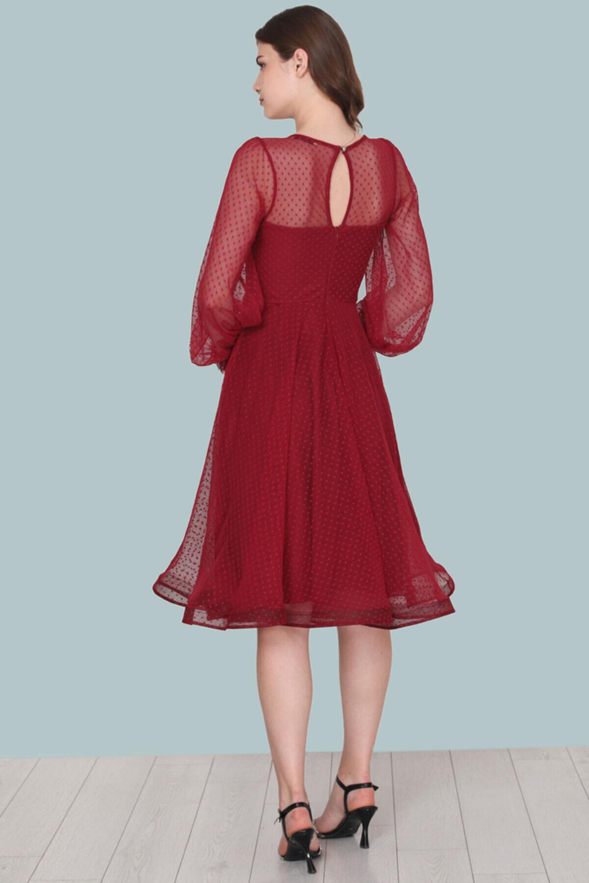Burgundy Midi Evening Dress
