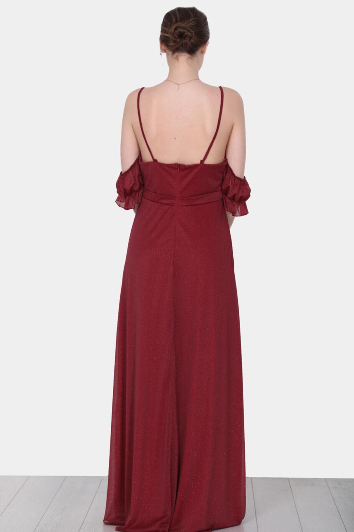Long Sparkly Evening Gown — Burgundy