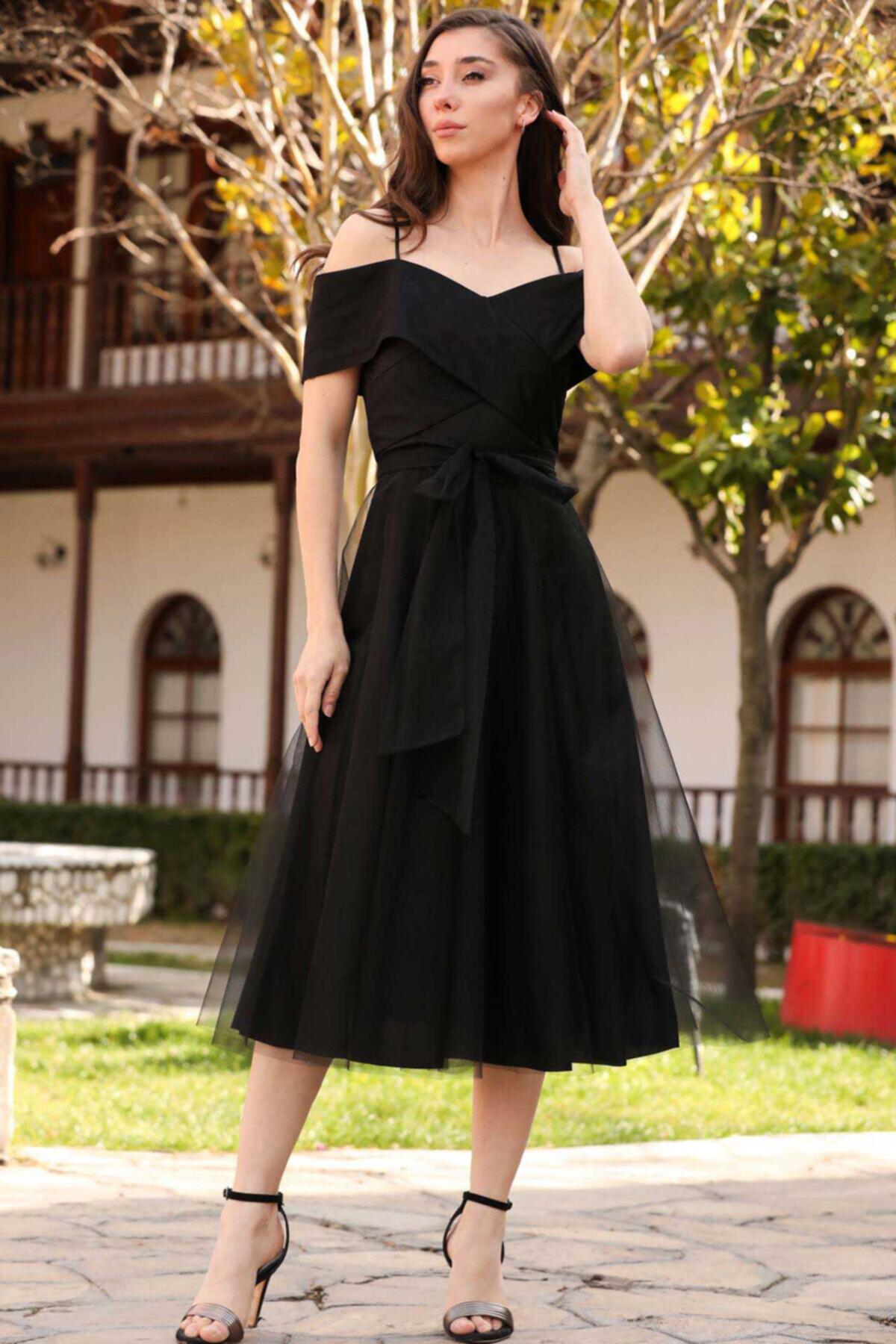 Midi Evening Dress — Black