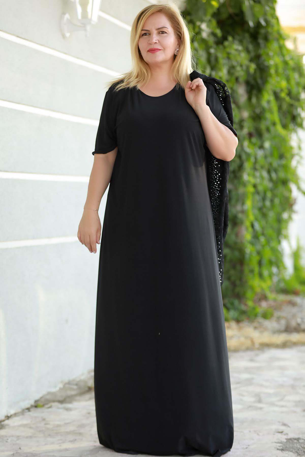 Black Lace Long Evening Set – Plus Size