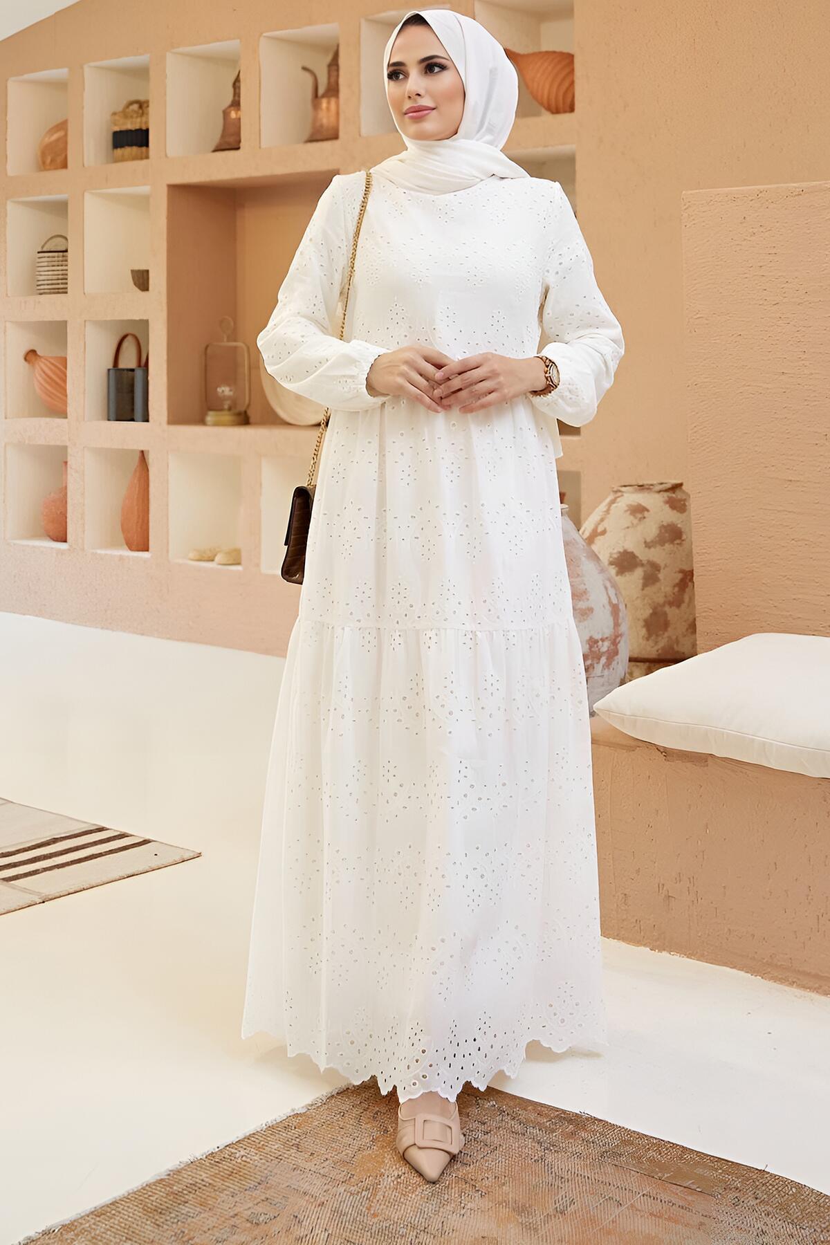 Off - White Guipure Maxi Dress