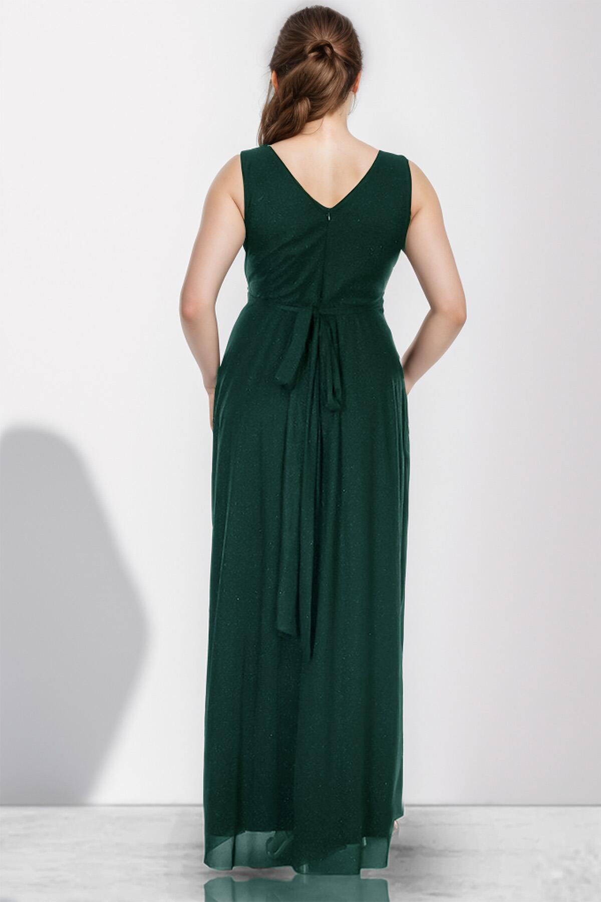 Emerald Glitter Long Evening Dress – Plus Size