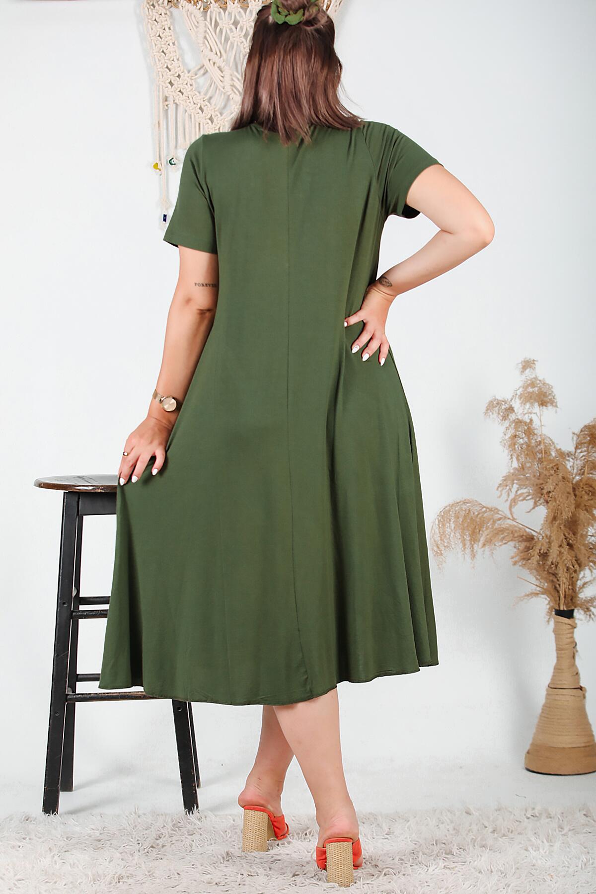 Plus - Size Authentic - Collar Dress — Khaki