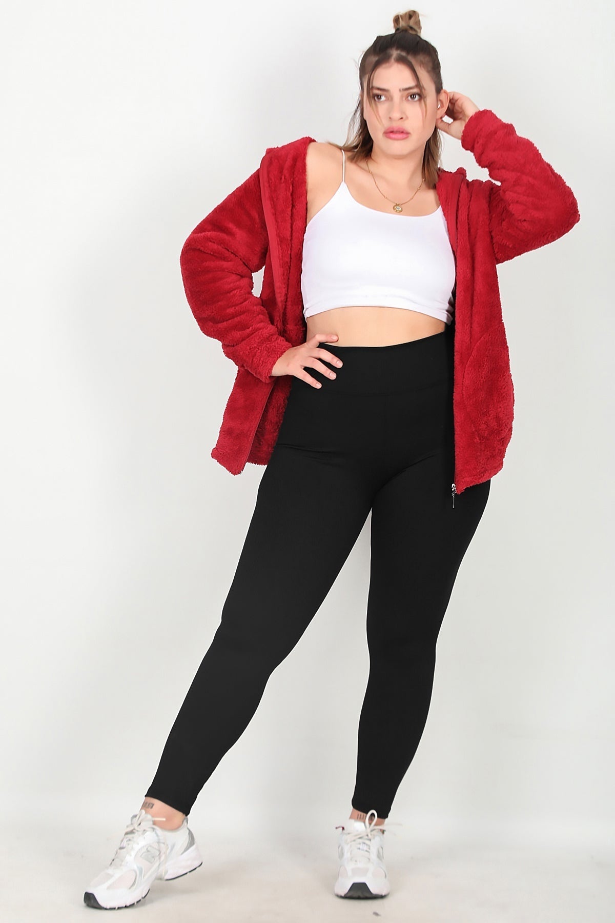 Plus - Size Ribbed Leggings — Black
