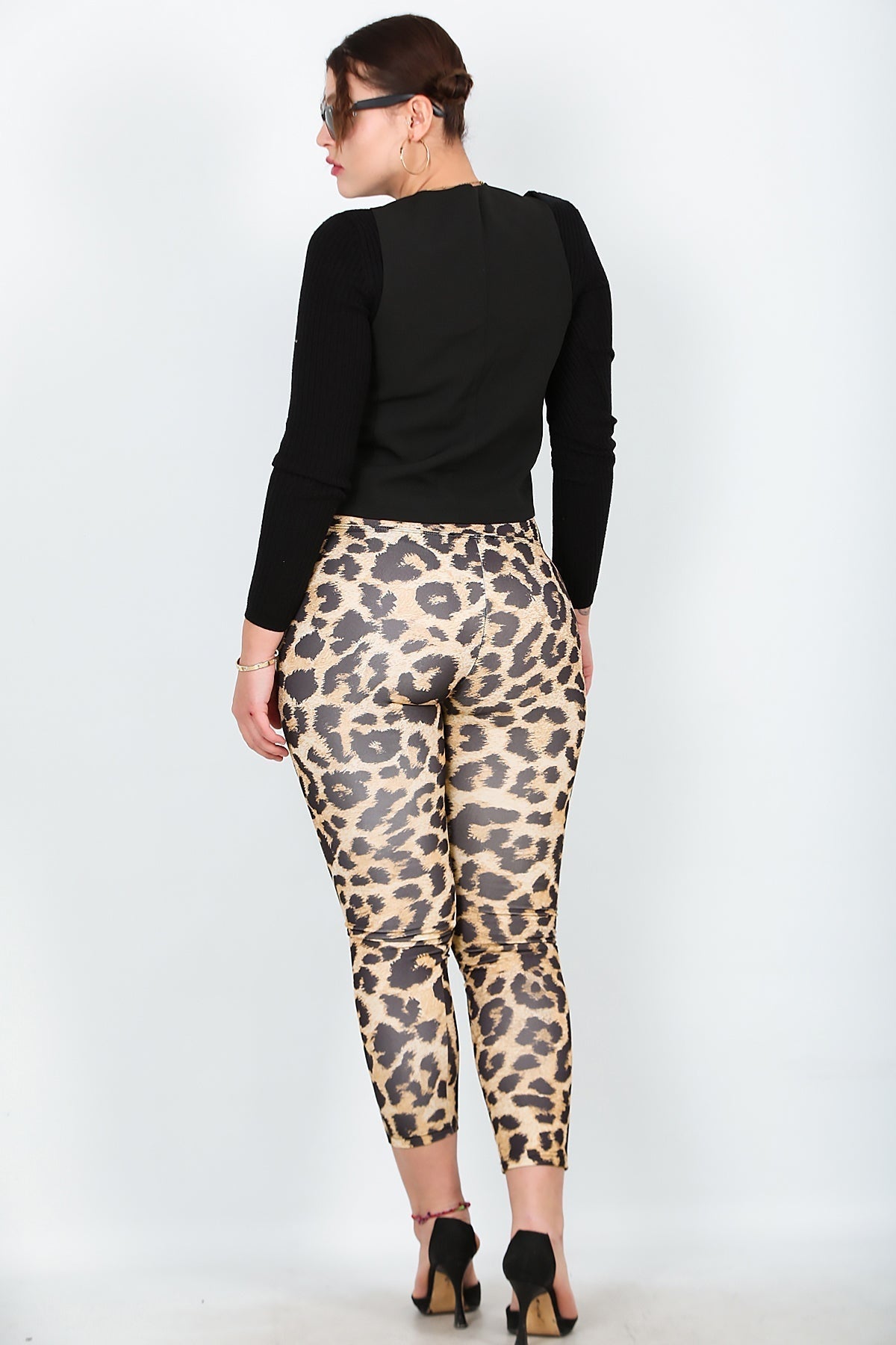Plus - Size Leopard - Print Leggings — Beige