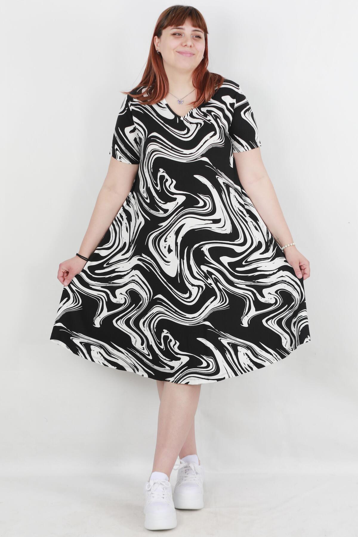 Plus - Size Patterned Dress — Multicolor