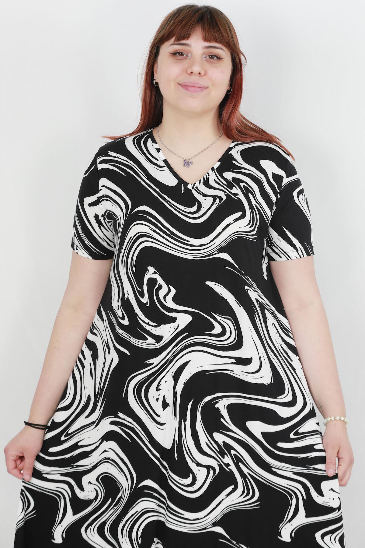 Plus - Size Patterned Dress — Multicolor