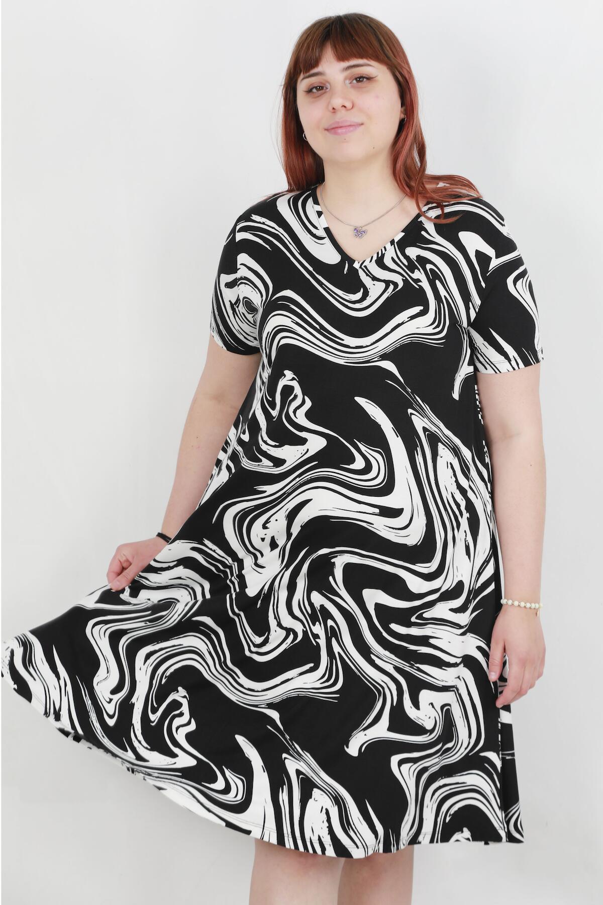 Plus - Size Patterned Dress — Multicolor