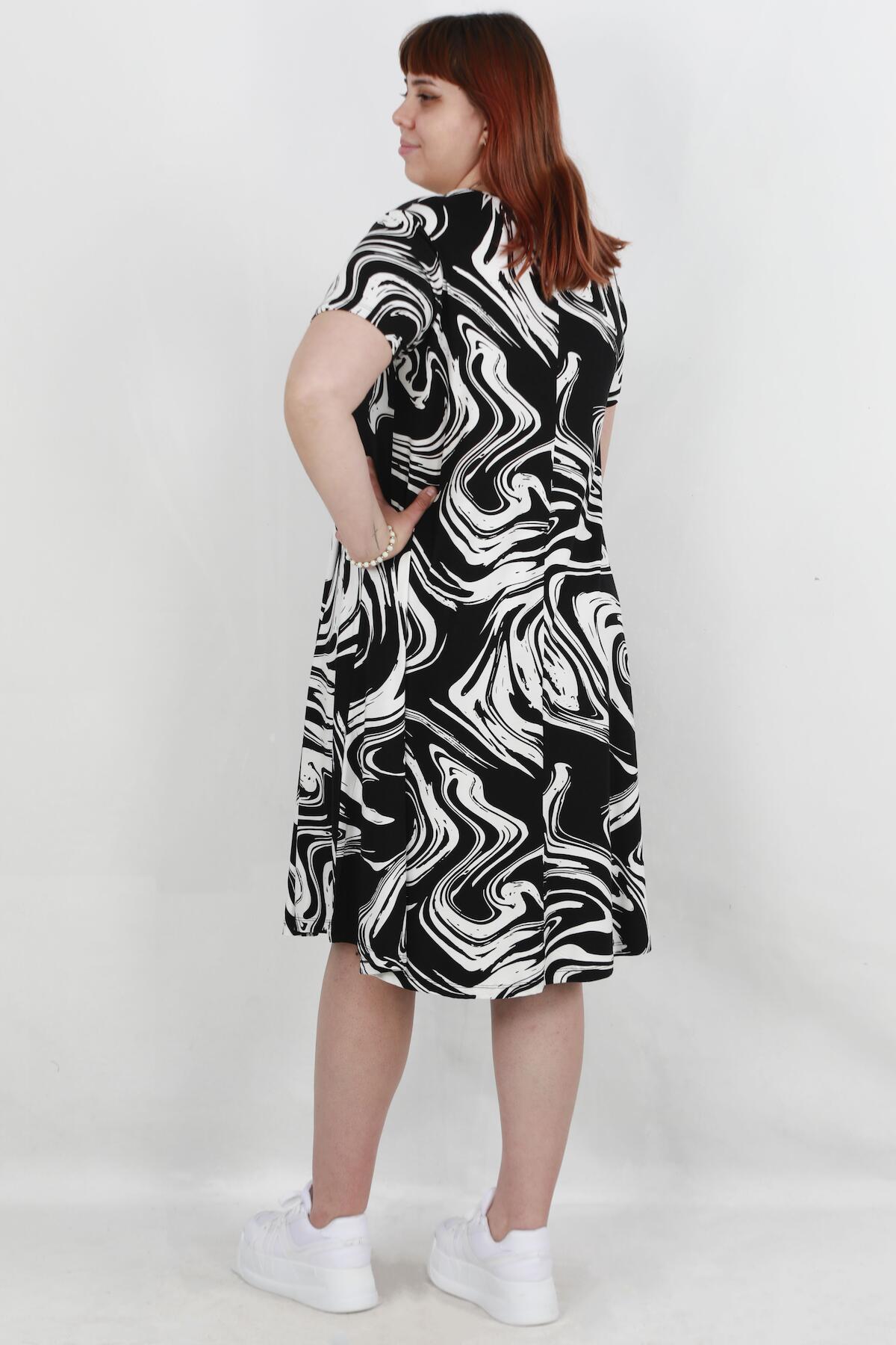 Plus - Size Patterned Dress — Multicolor