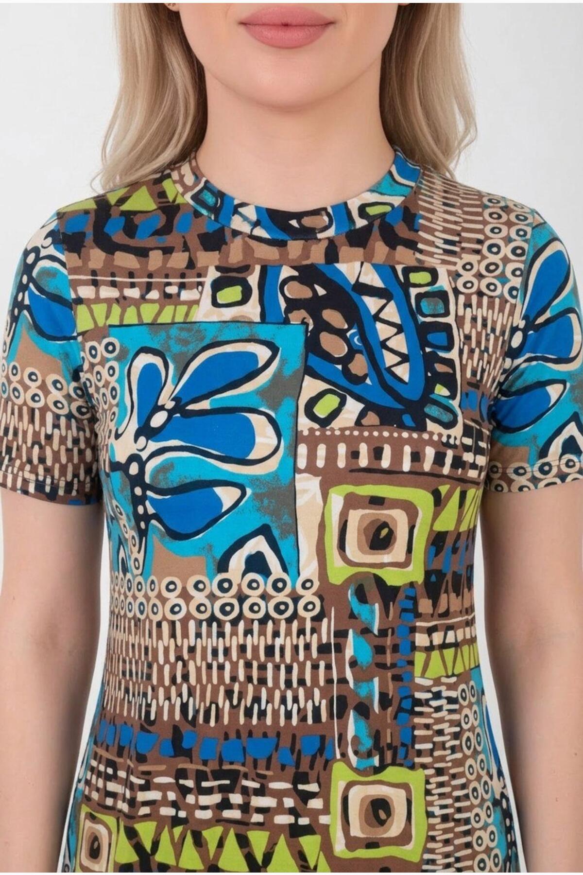 Plus - Size Patterned Dress — Multicolor
