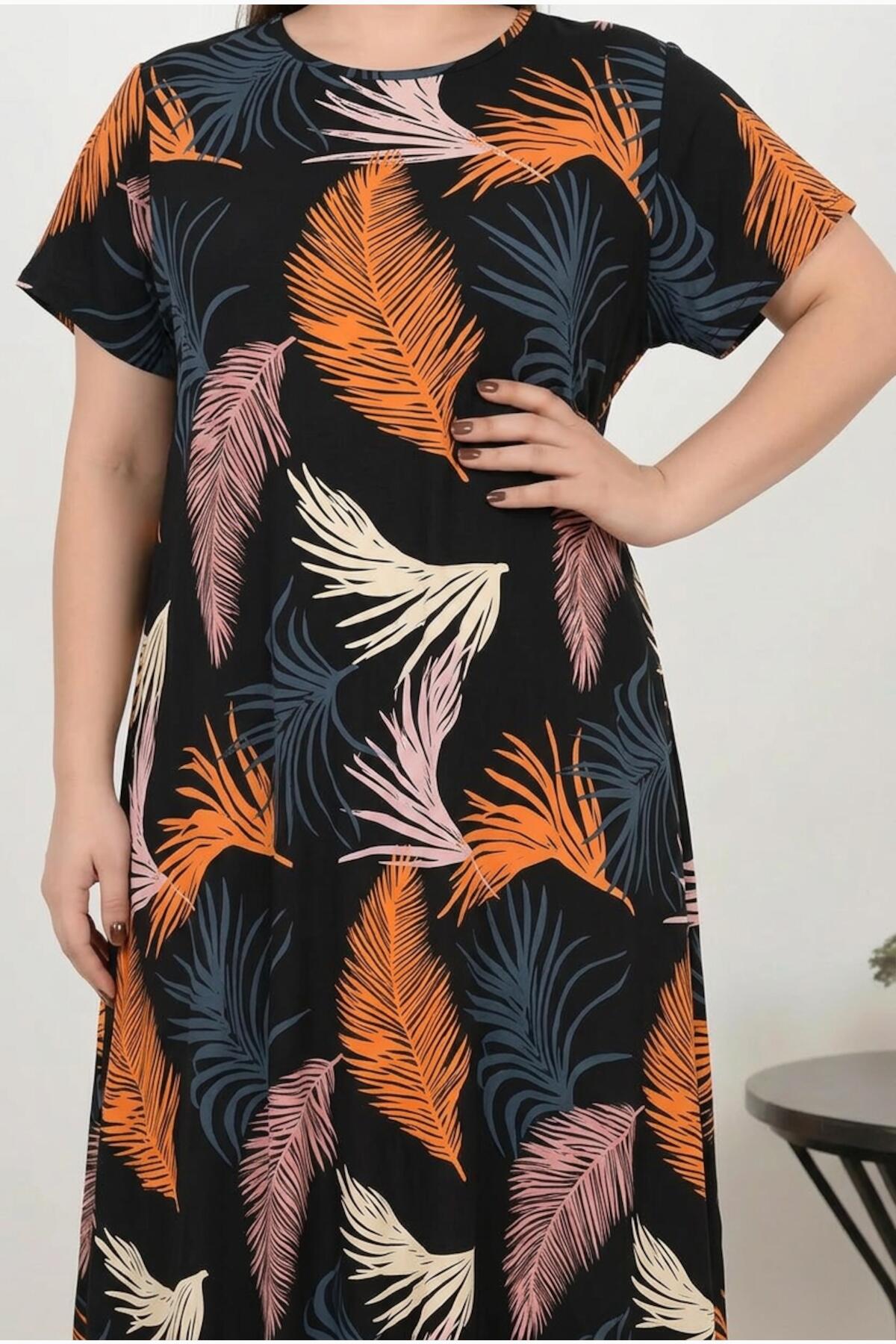 Plus - Size Patterned Dress — Multicolor
