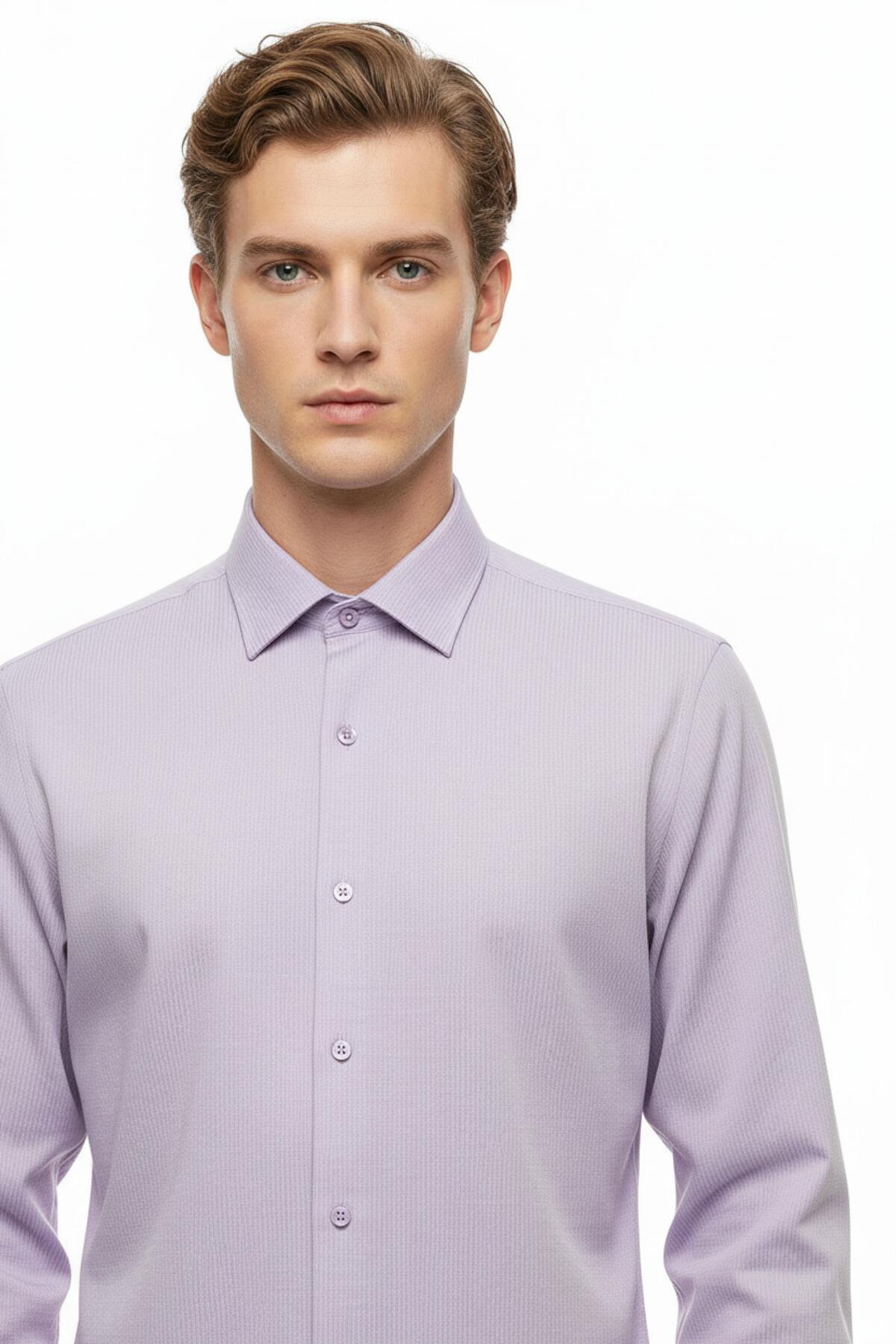 Slim Fit Striped Shirt — Lilac