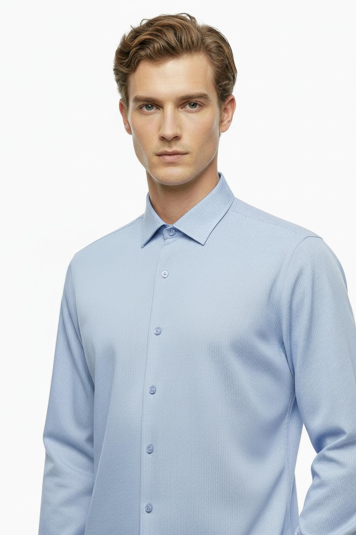 Men's Slim - Fit Striped Shirt — Blue