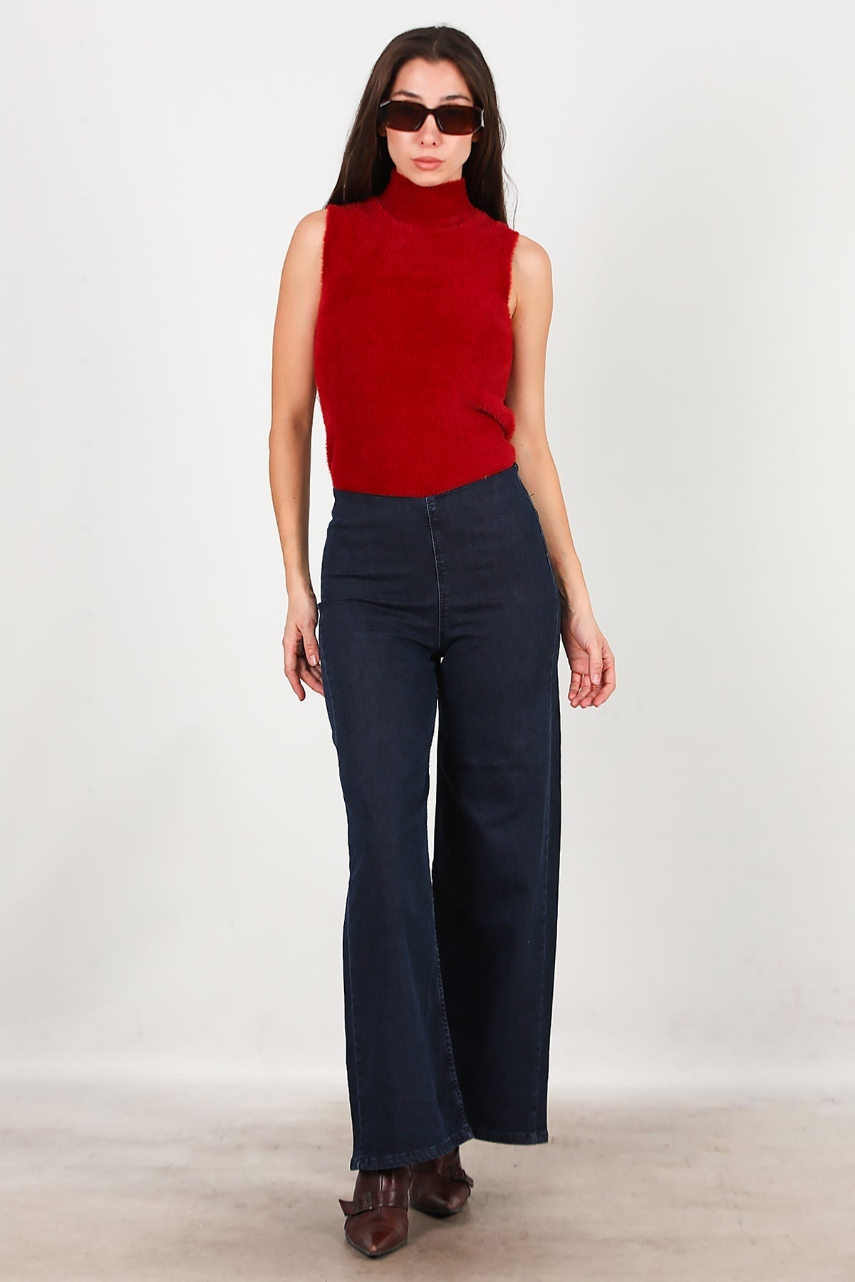 Wide - Leg Jeans With Elastic Waist — Navy