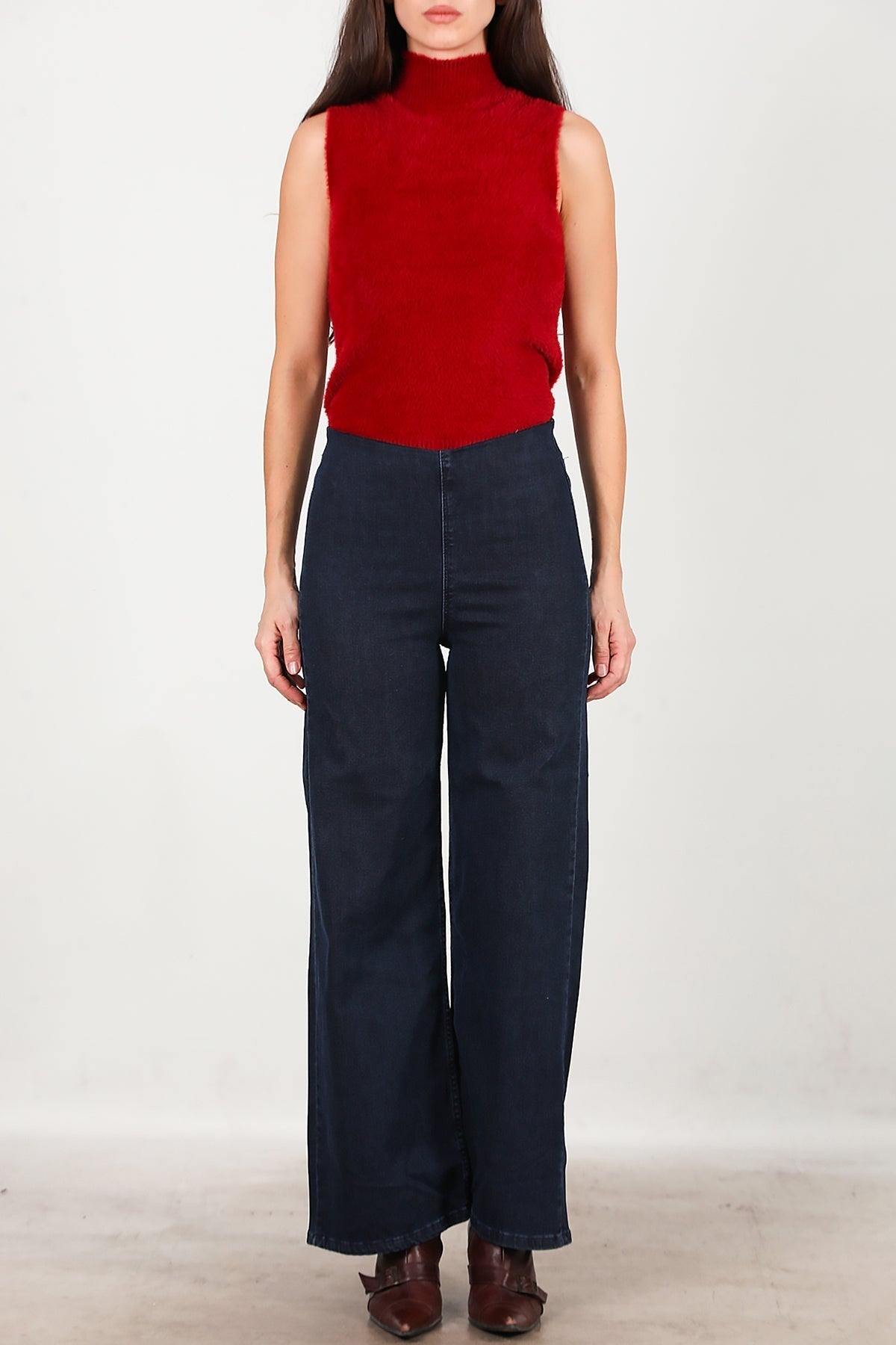 Wide - Leg Jeans With Elastic Waist — Navy