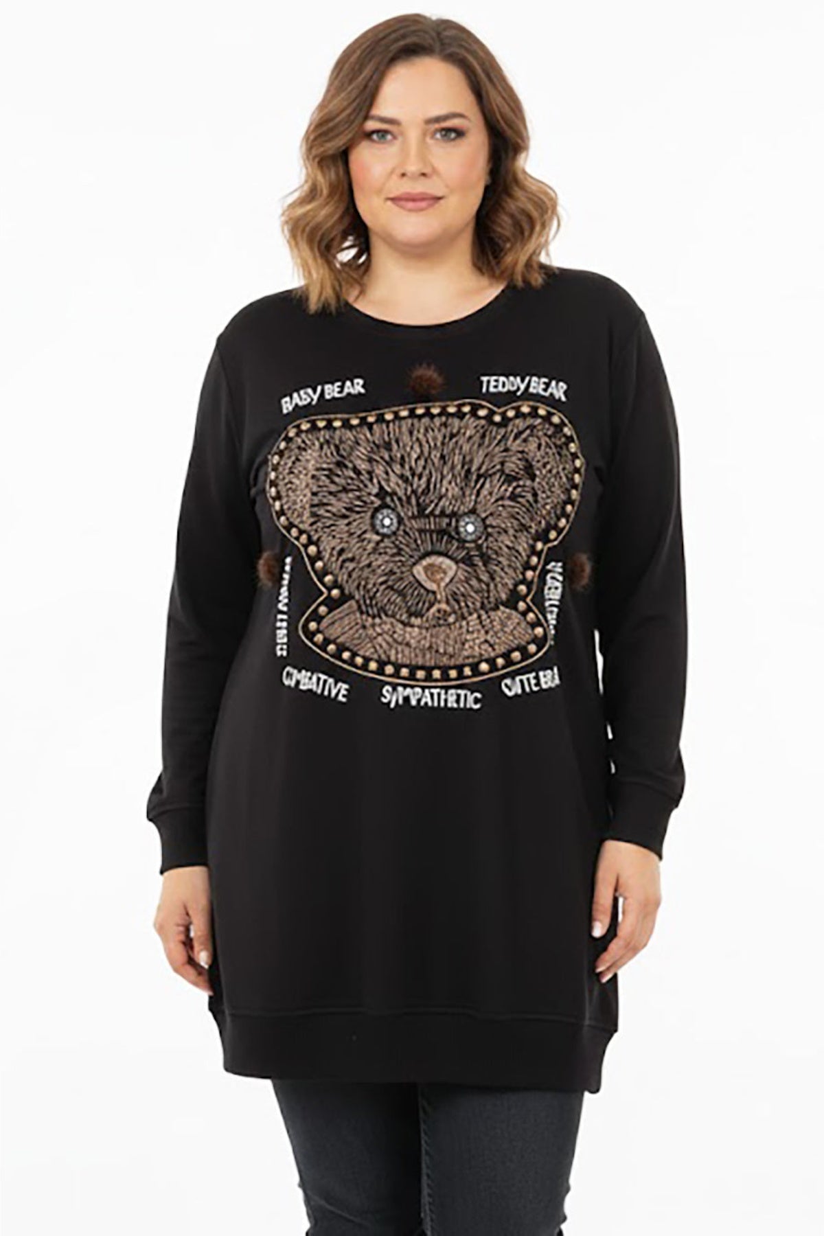 Plus - Size Printed Tunic — Black