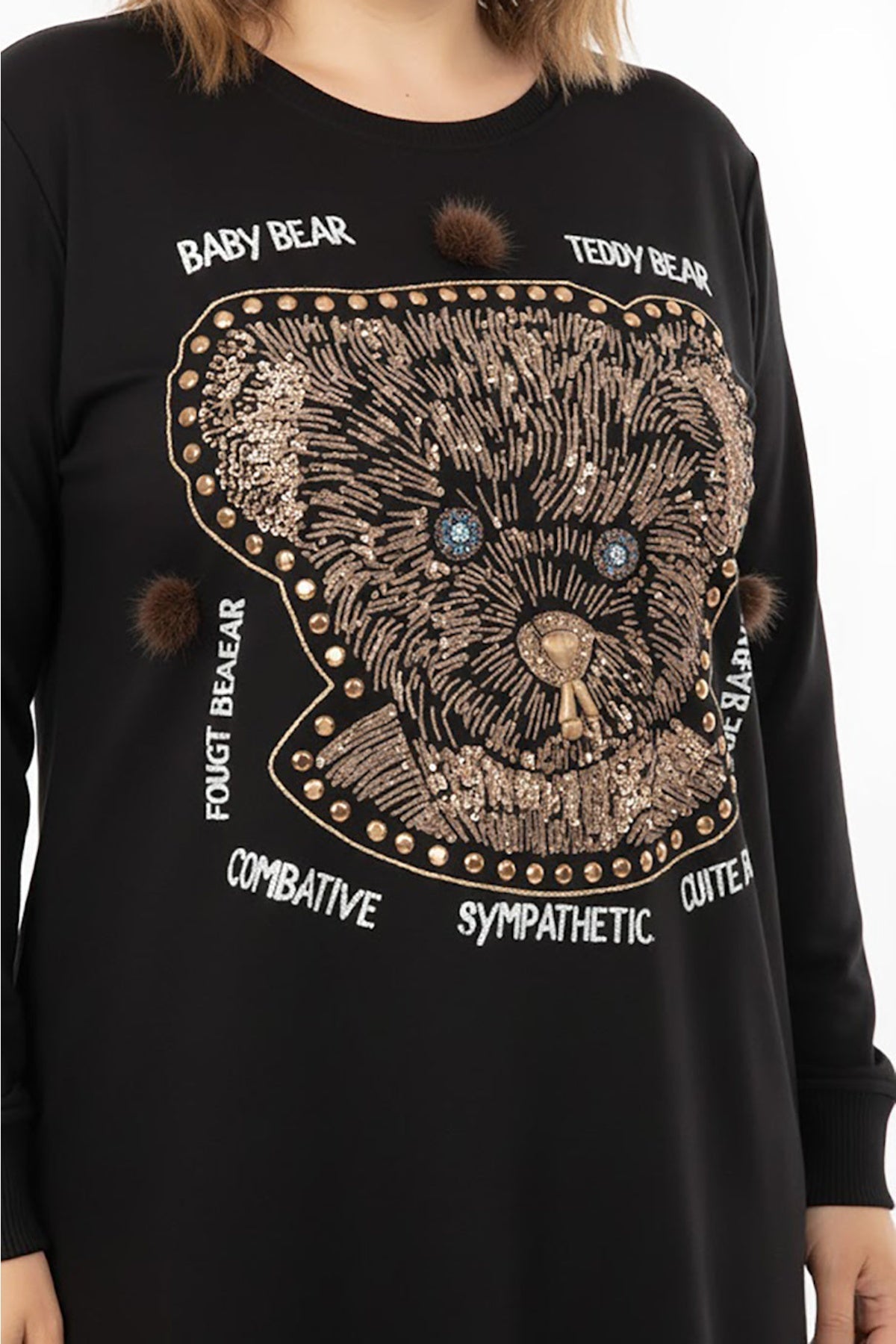 Plus - Size Printed Tunic — Black