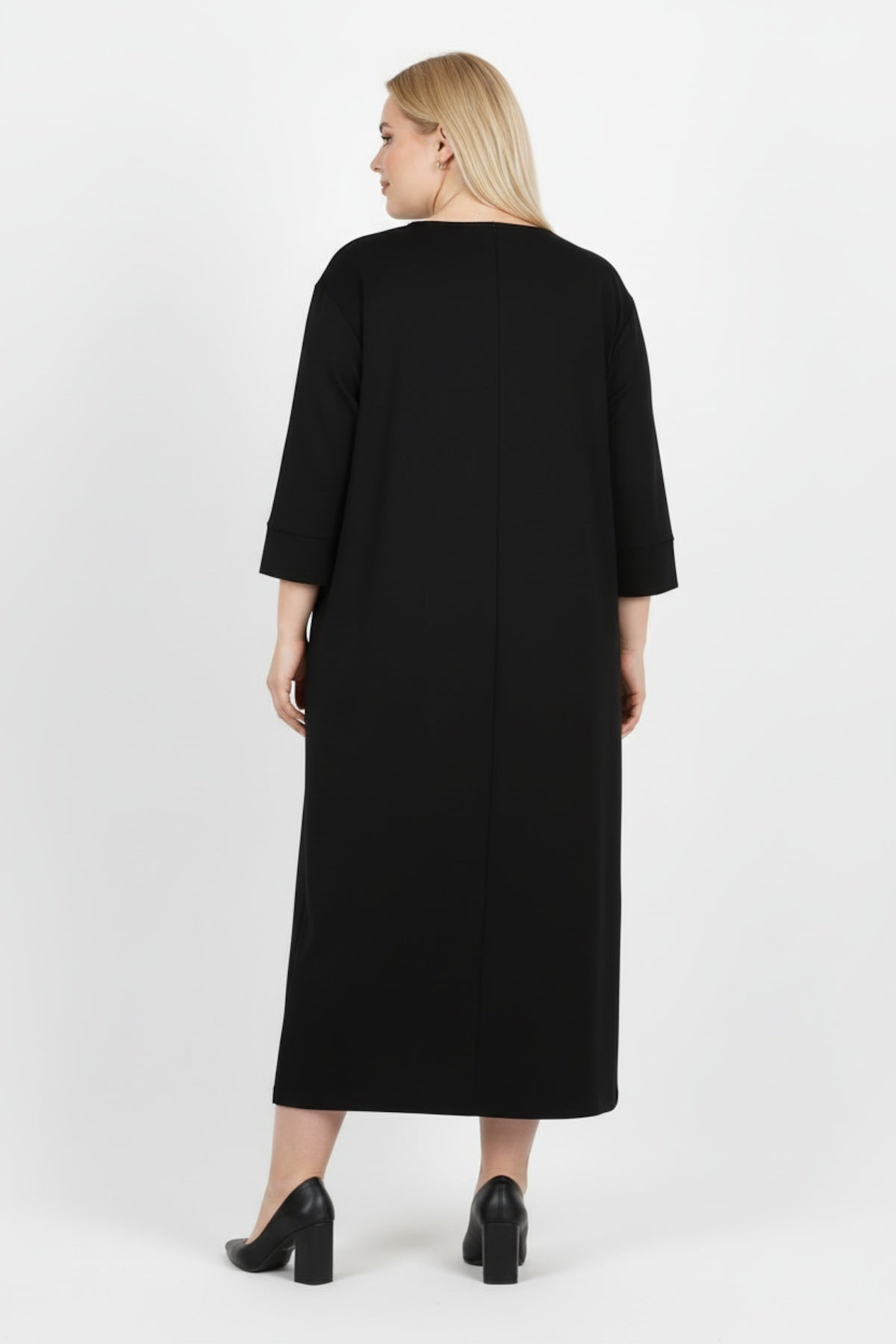 Plus - Size Front - Ruffle Dress — Black