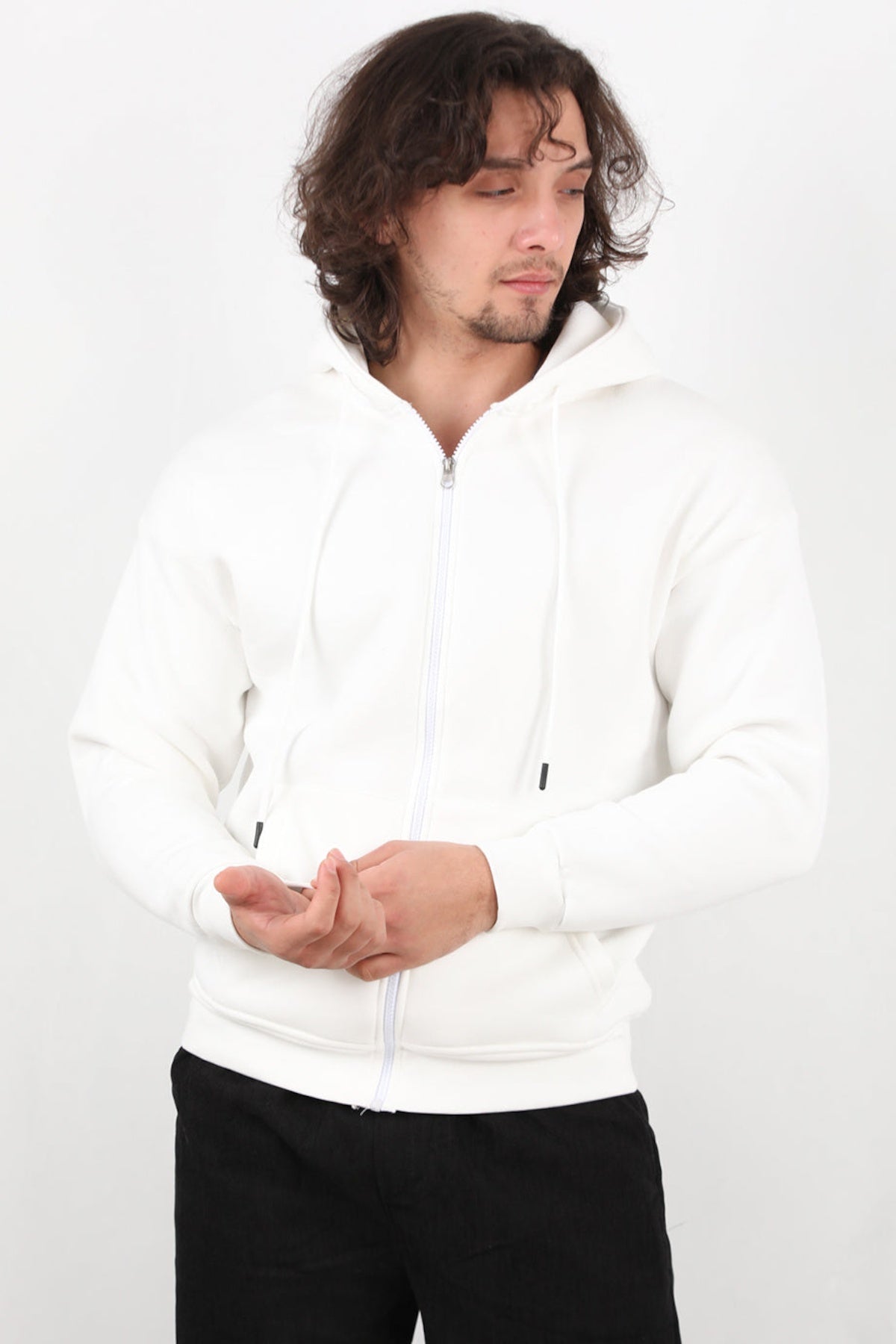 Men's Hooded Zip - Up Jacket — White