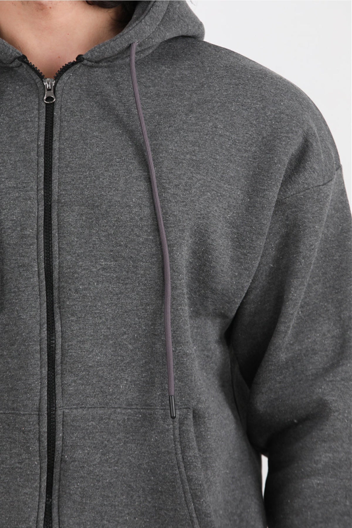 Men's Hooded Zip - Front Jacket — Anthracite