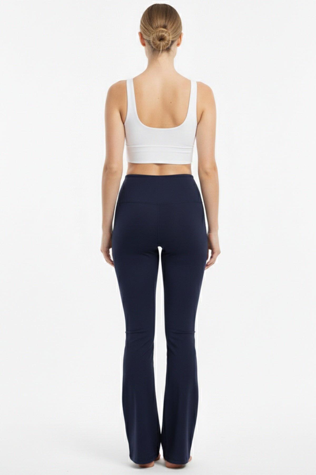 High - Waist Flared - Leg Tights With Slit — Navy