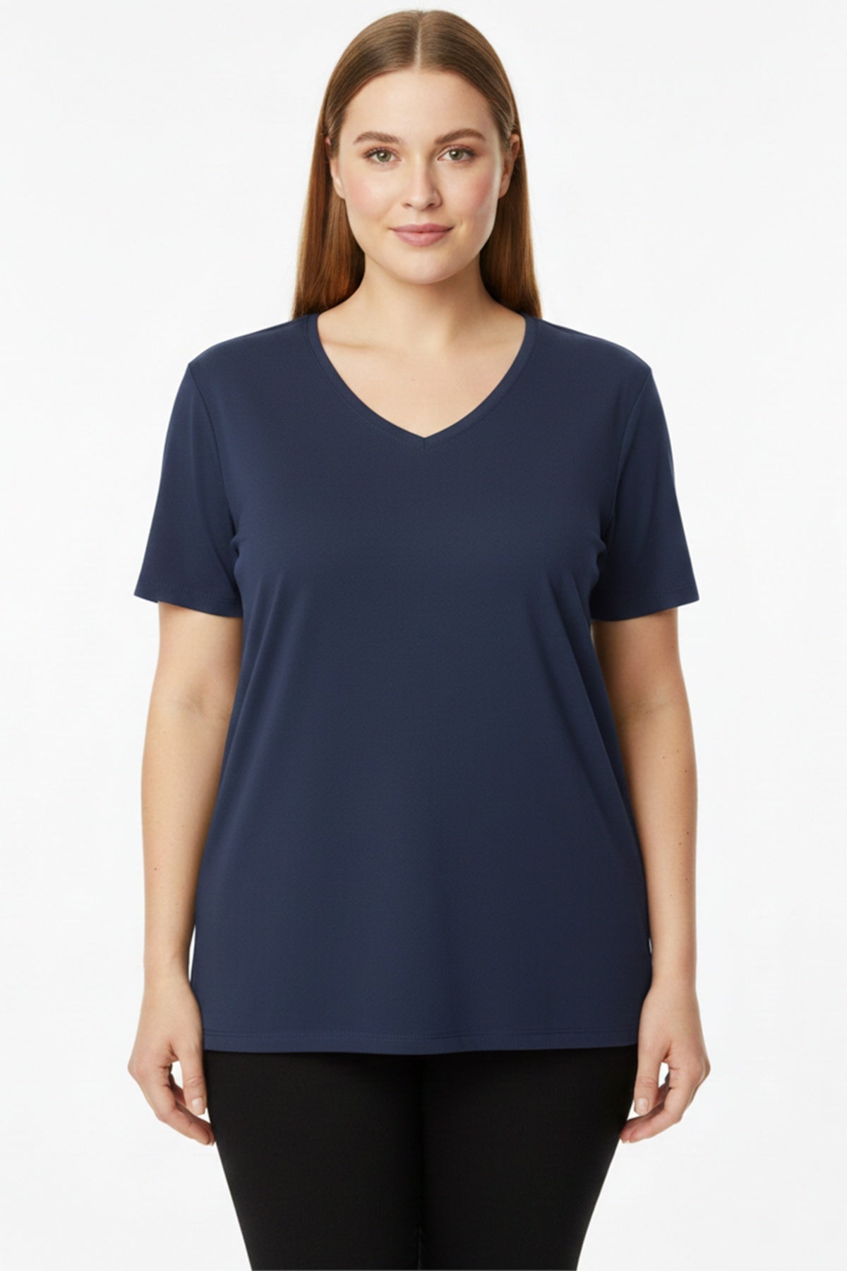 Plus - Size Oversize V - Neck T - Shirt — Navy