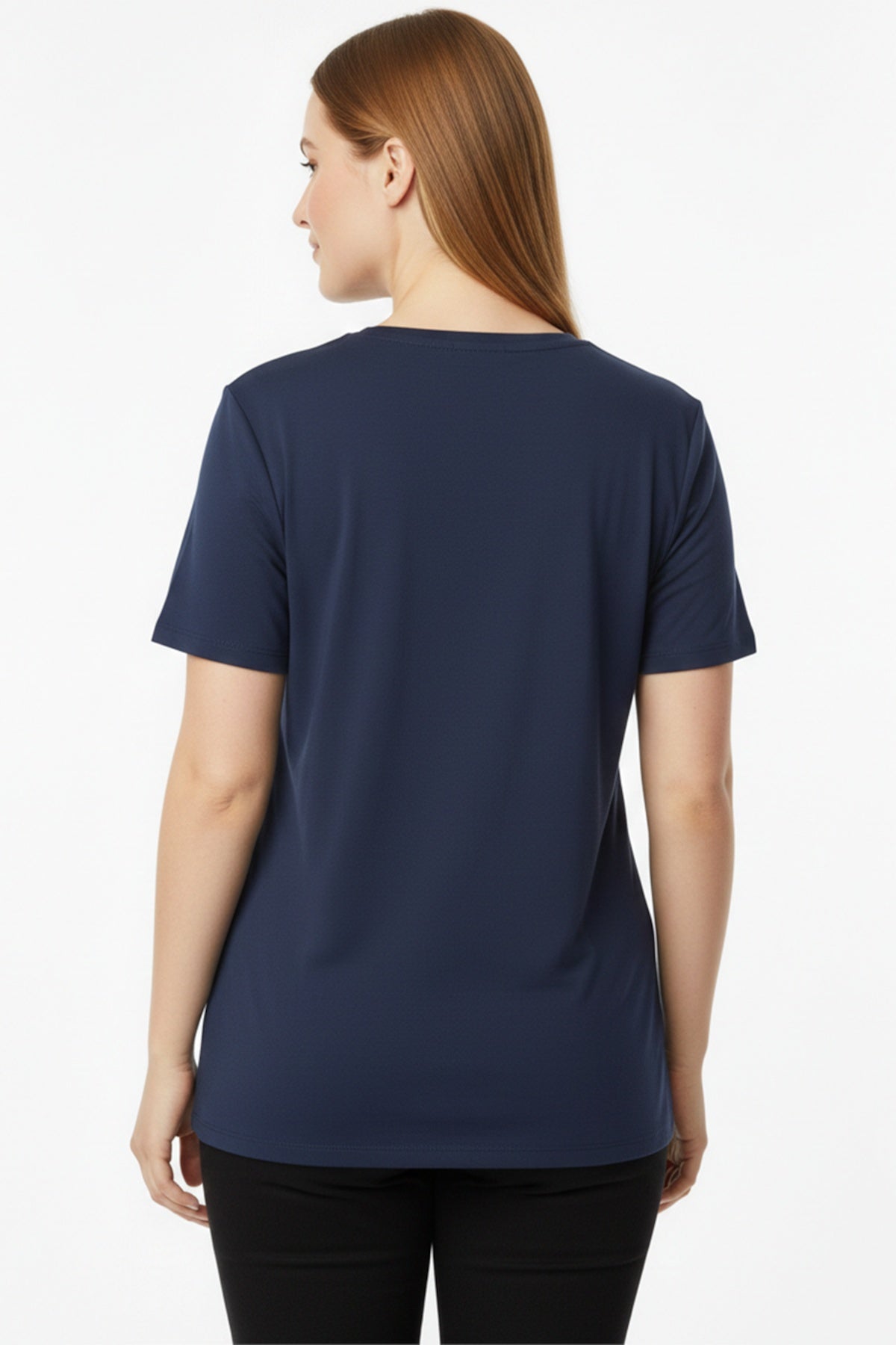 Plus - Size Oversize V - Neck T - Shirt — Navy