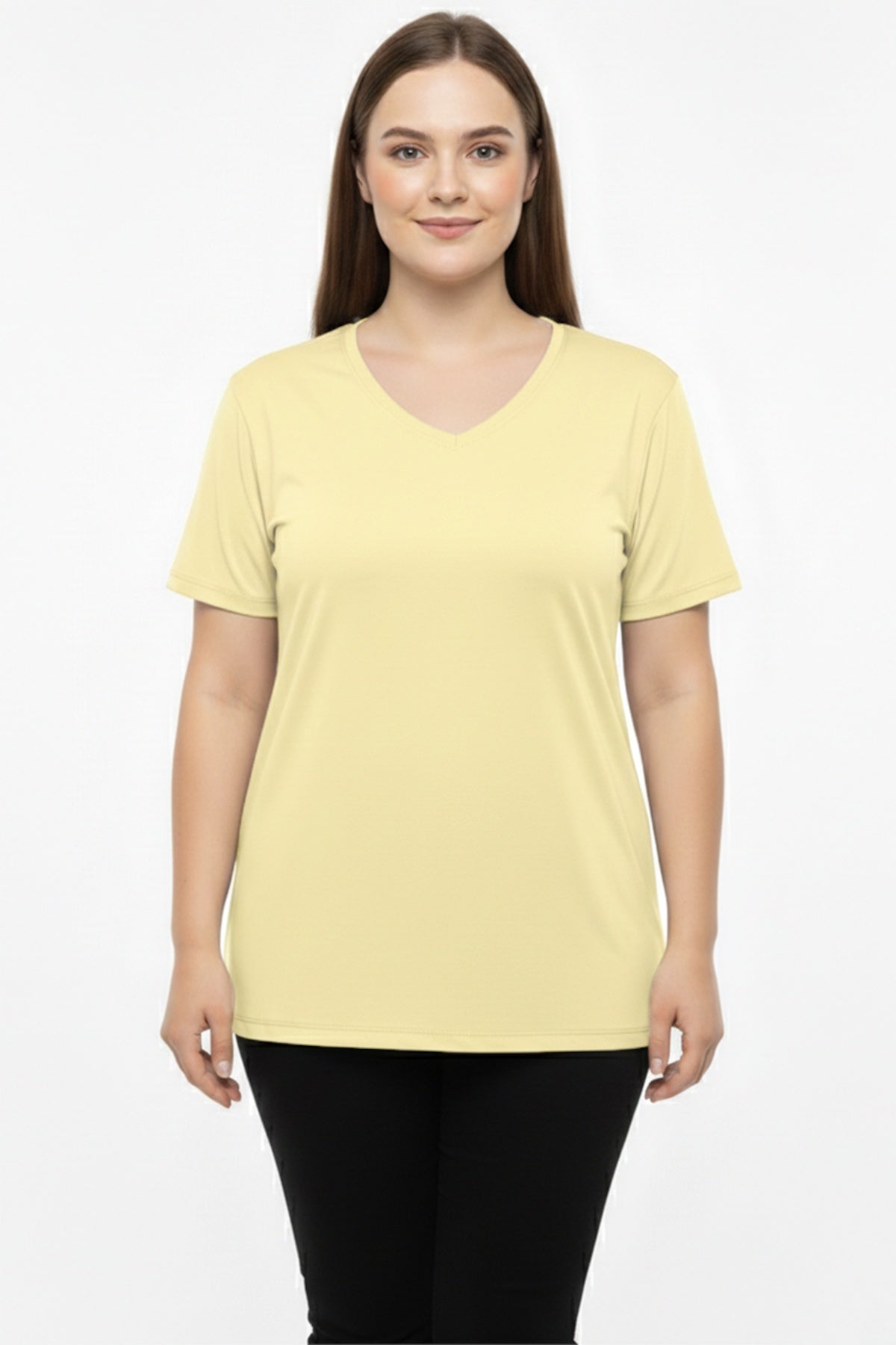 Plus - Size Oversized V - Neck T - Shirt — Yellow