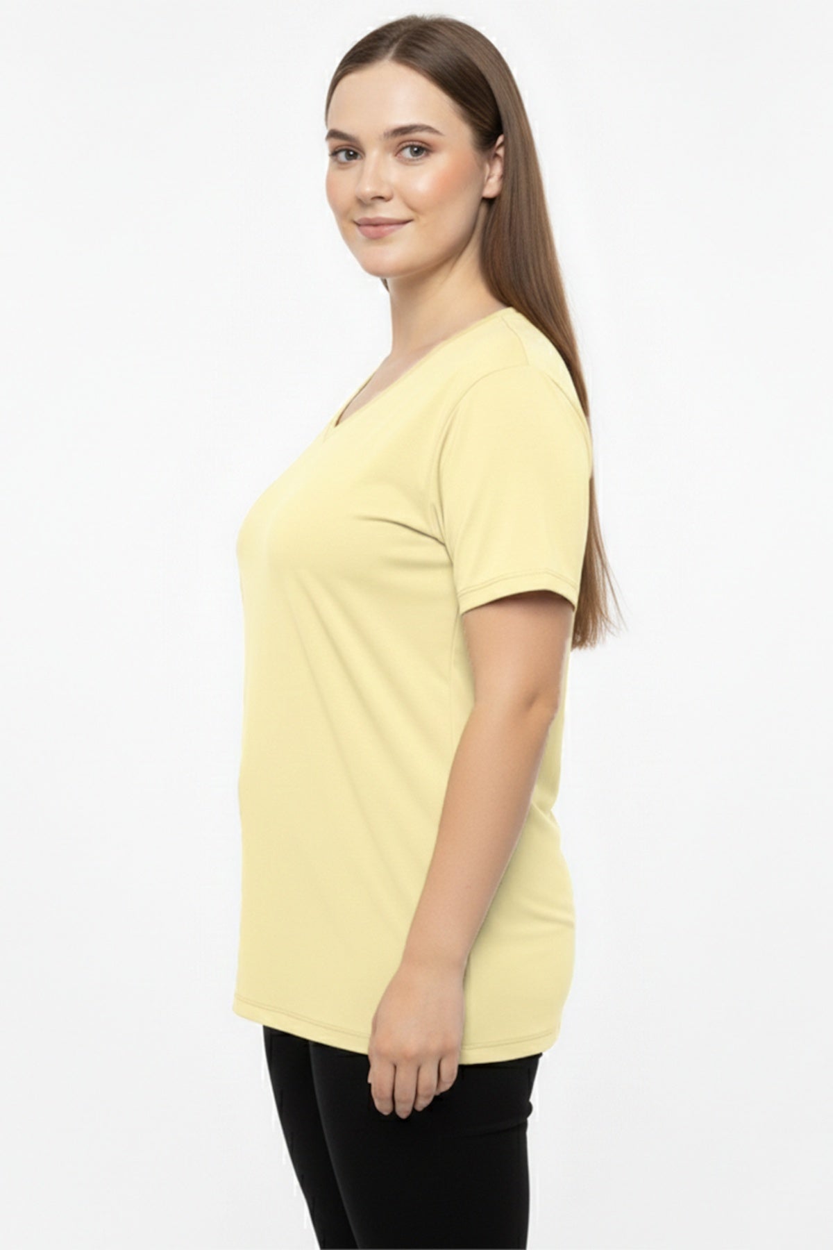 Plus - Size Oversized V - Neck T - Shirt — Yellow
