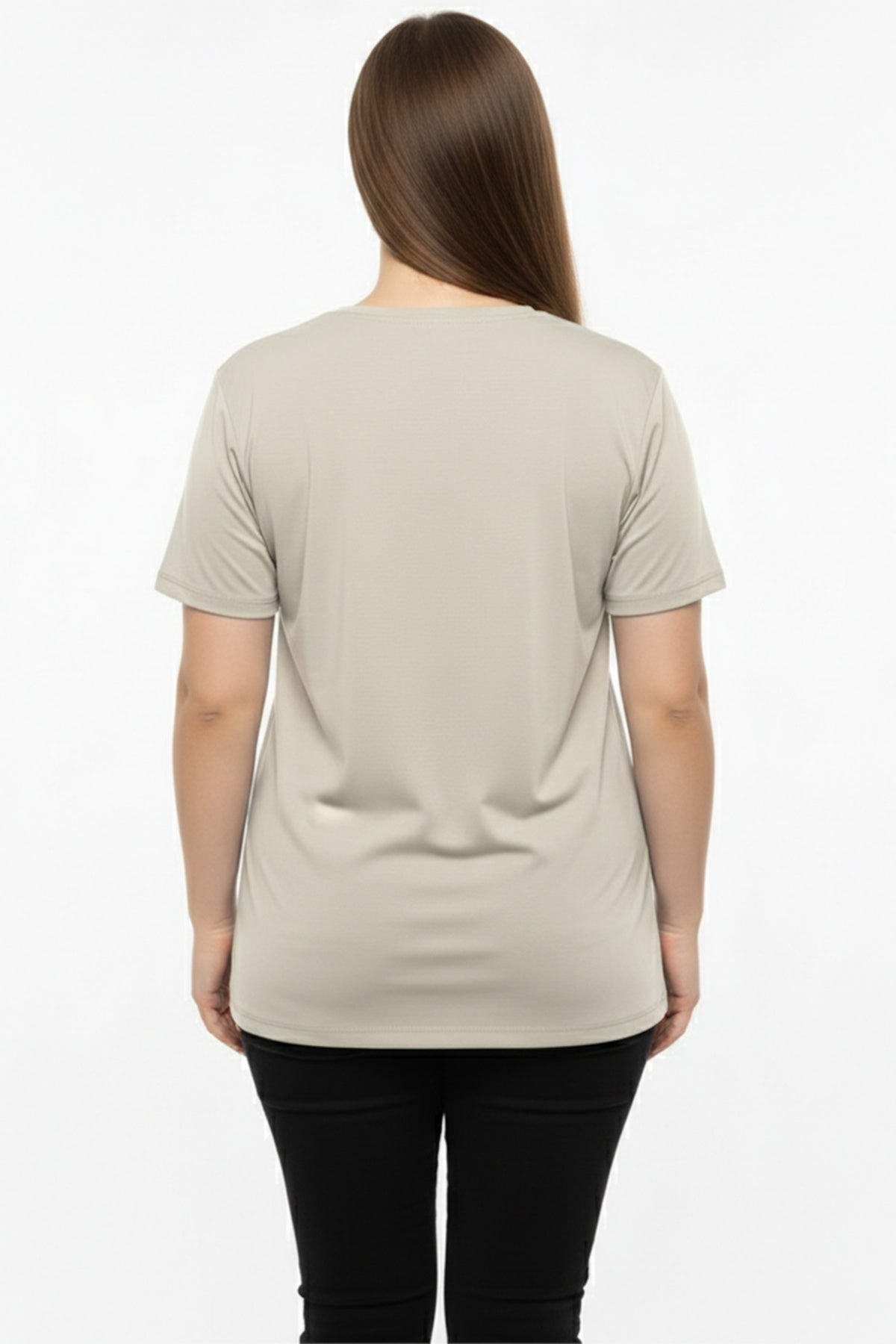 Oversized V - Neck T - Shirt — Taupe