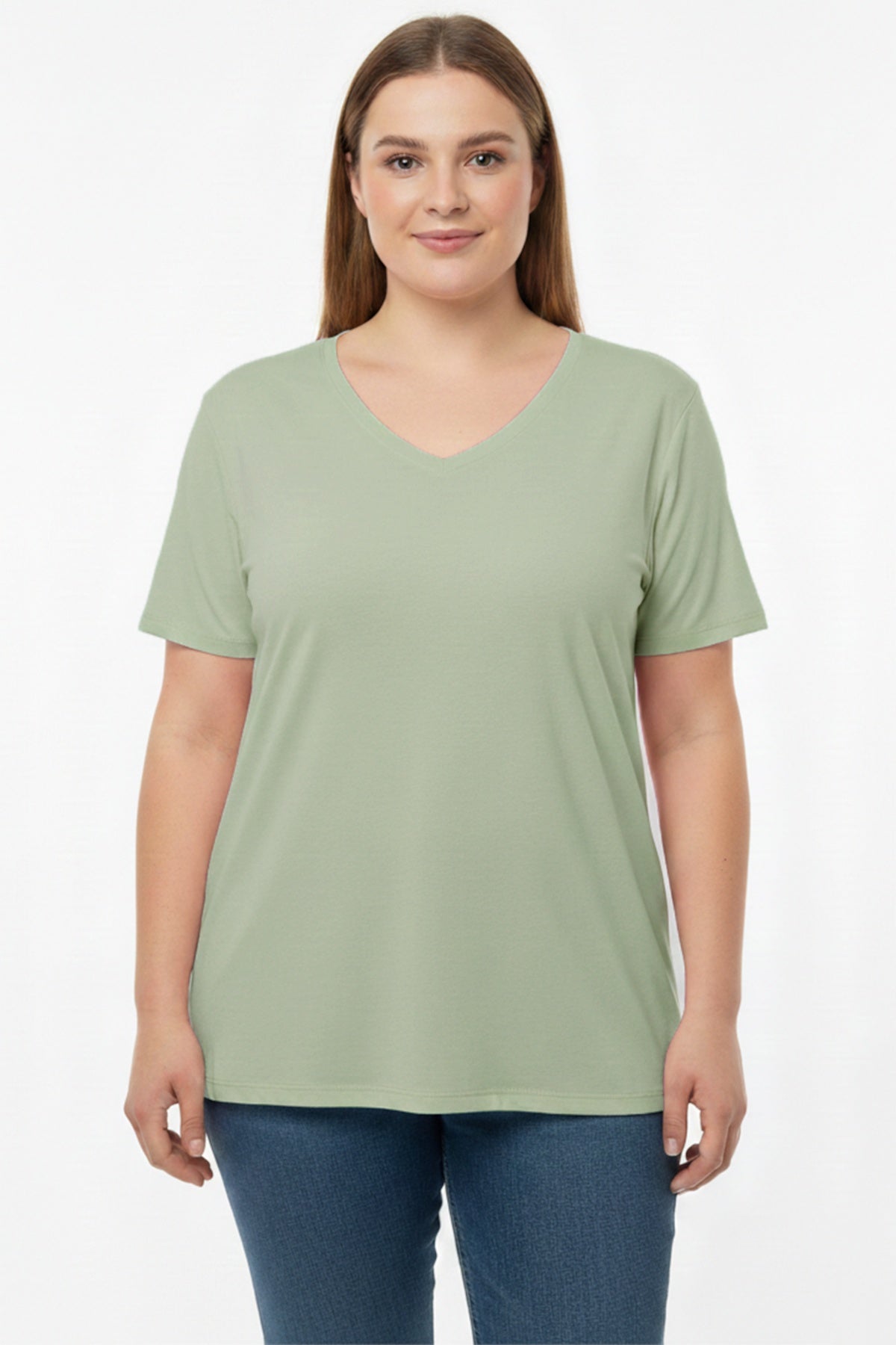 Oversized V - Neck T - Shirt — Khaki