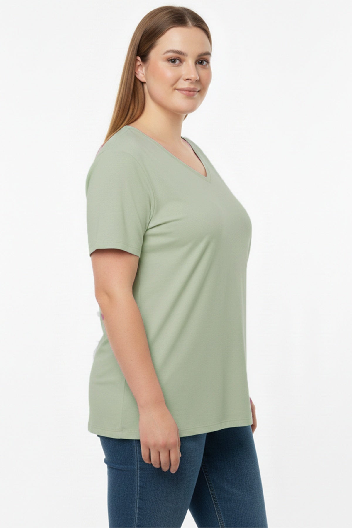 Oversized V - Neck T - Shirt — Khaki
