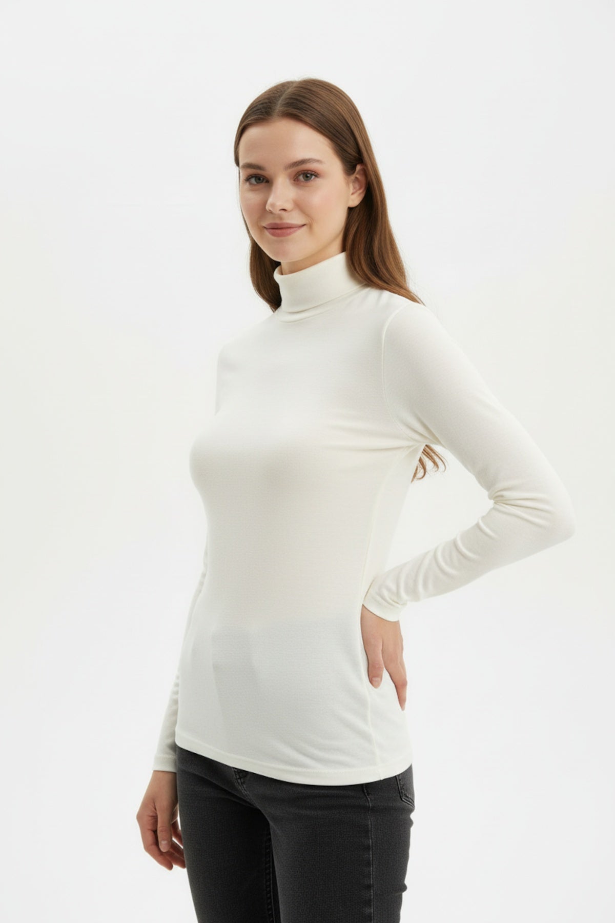 Sheer Turtleneck Blouse — Off - White