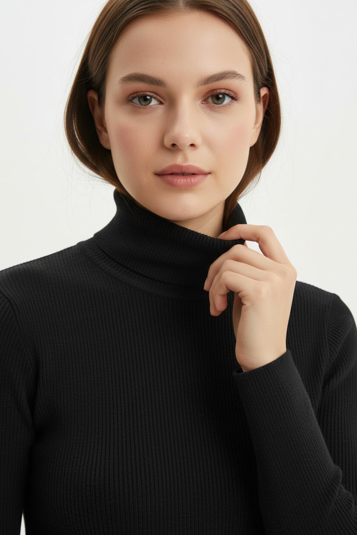 Sheer Turtleneck Blouse — Black