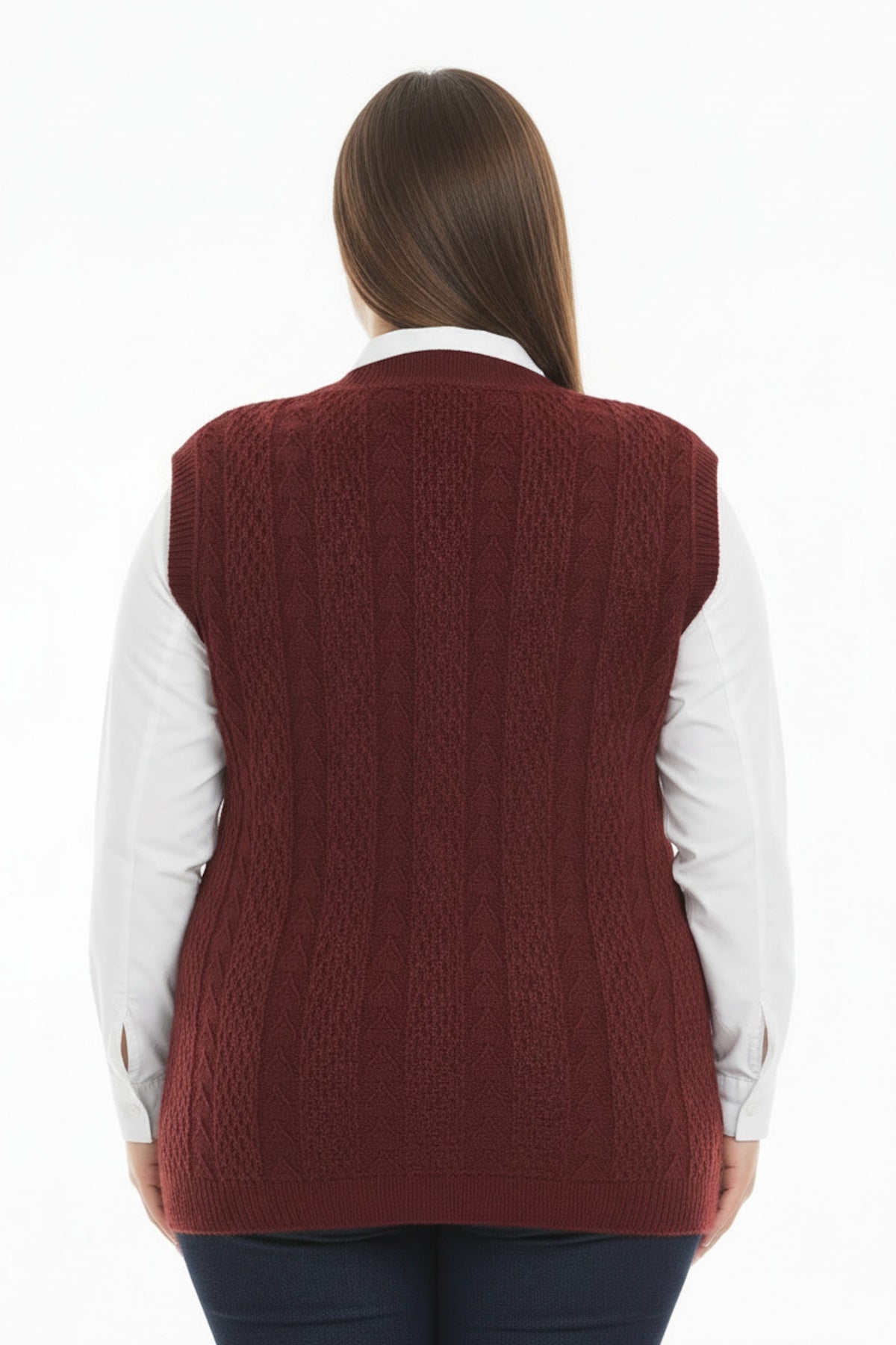 Plus - Size Knit Vest — Burgundy