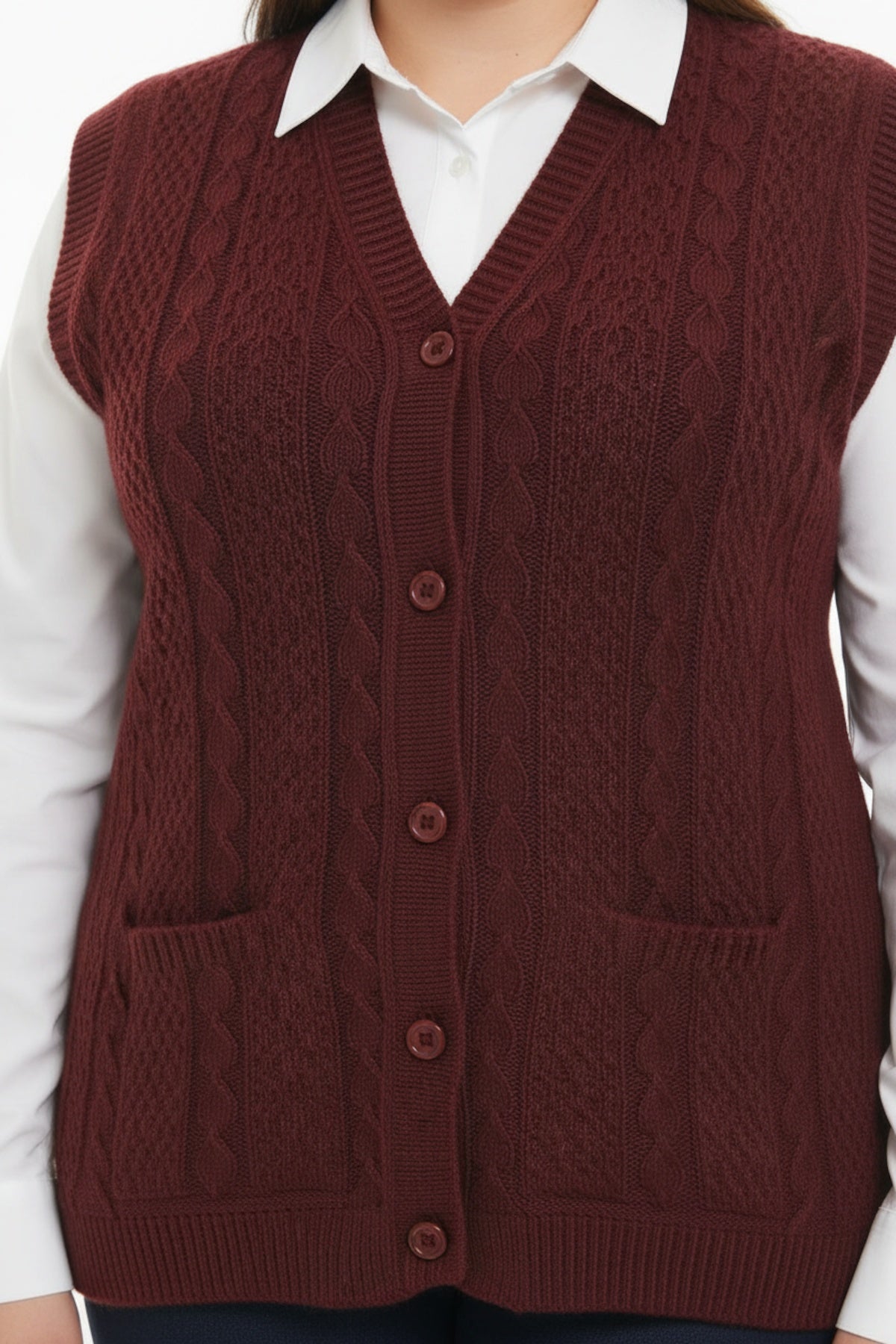 Plus - Size Knit Vest — Burgundy