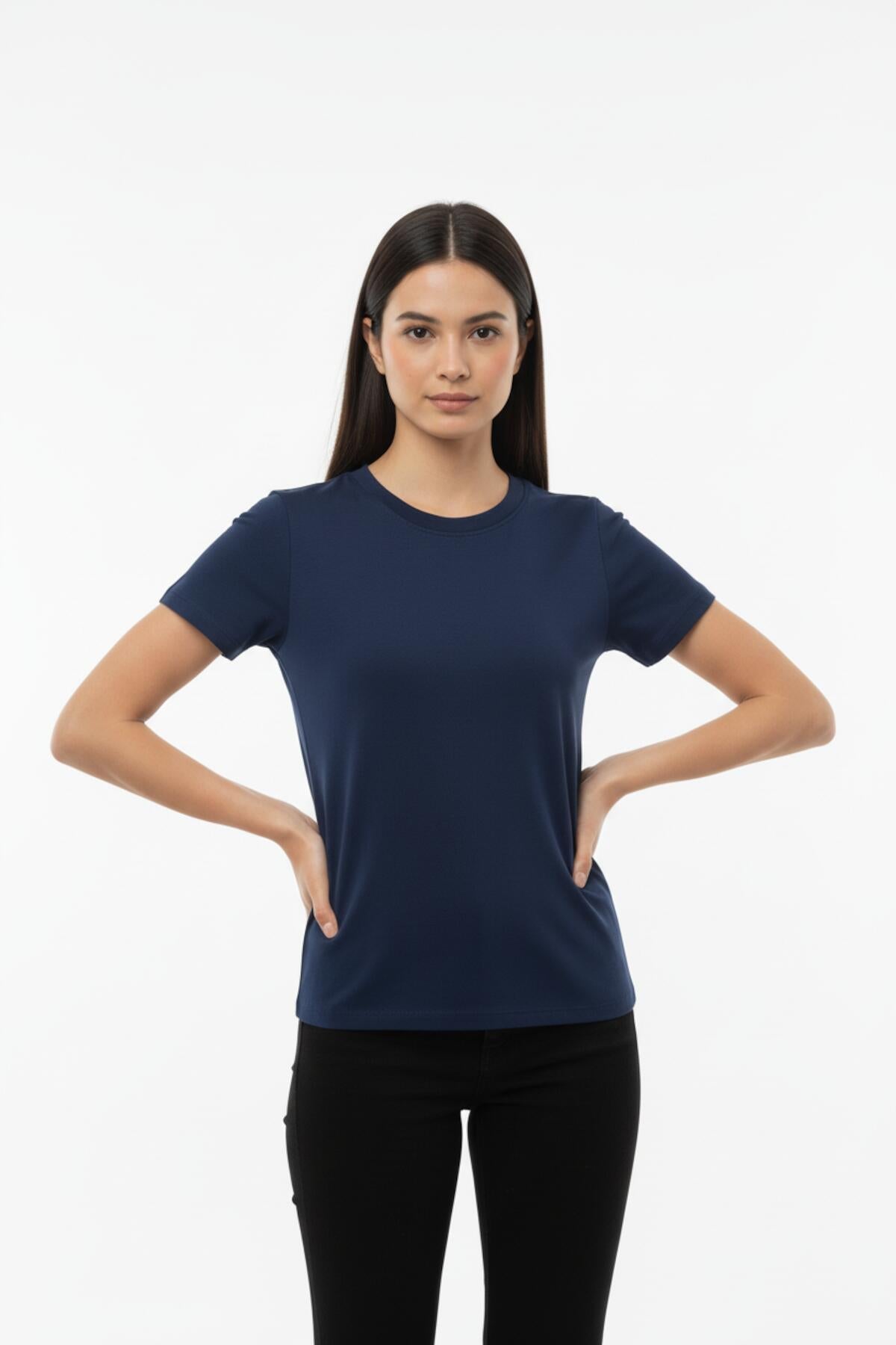 Crew‑Neck Body T‑Shirt — Navy