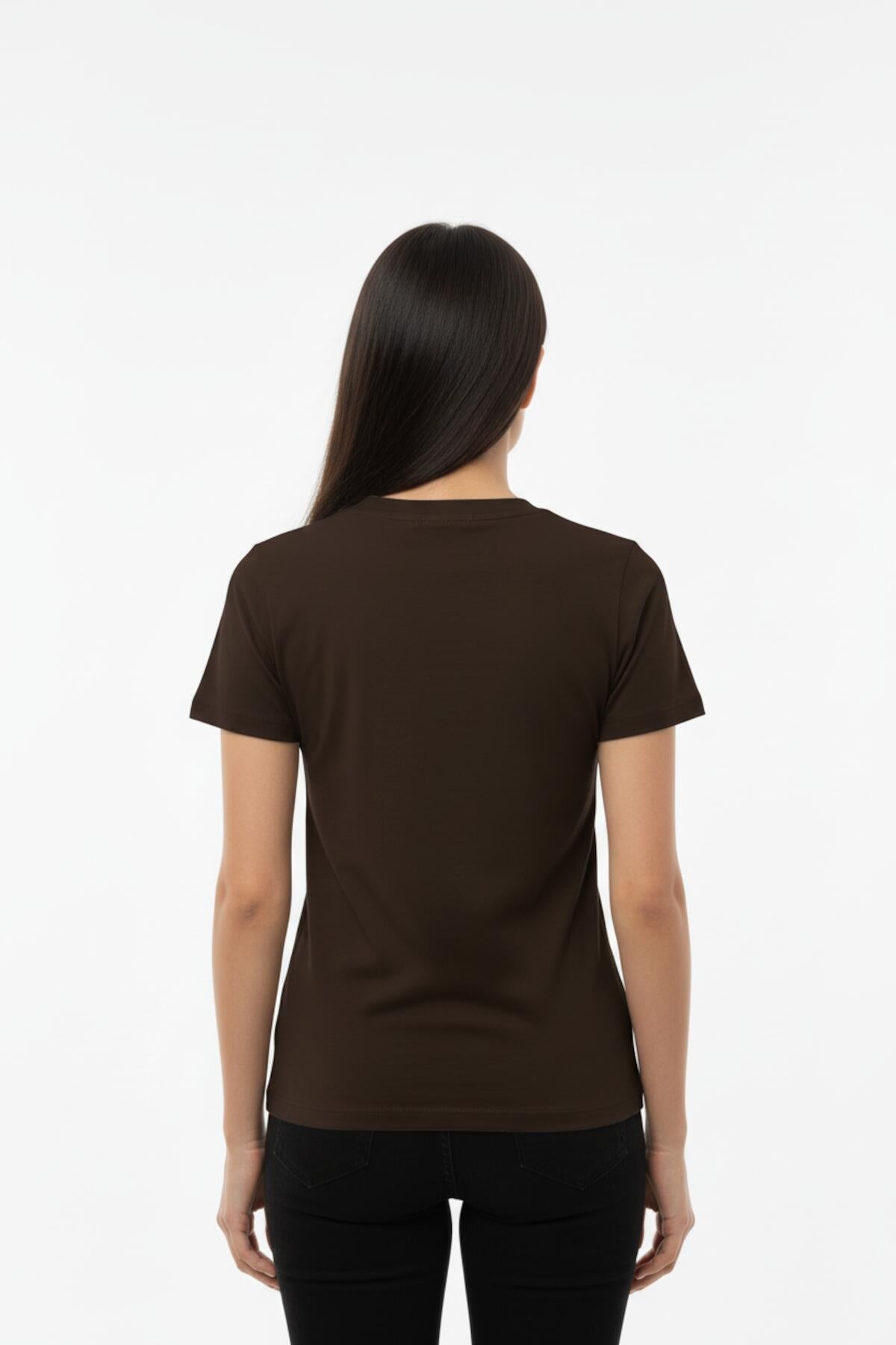 Women's Brown Crew‑Neck Body T‑Shirt