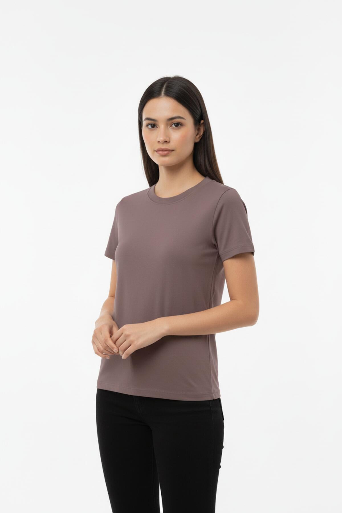 Crew - Neck Bodysuit T - Shirt — Light Brown