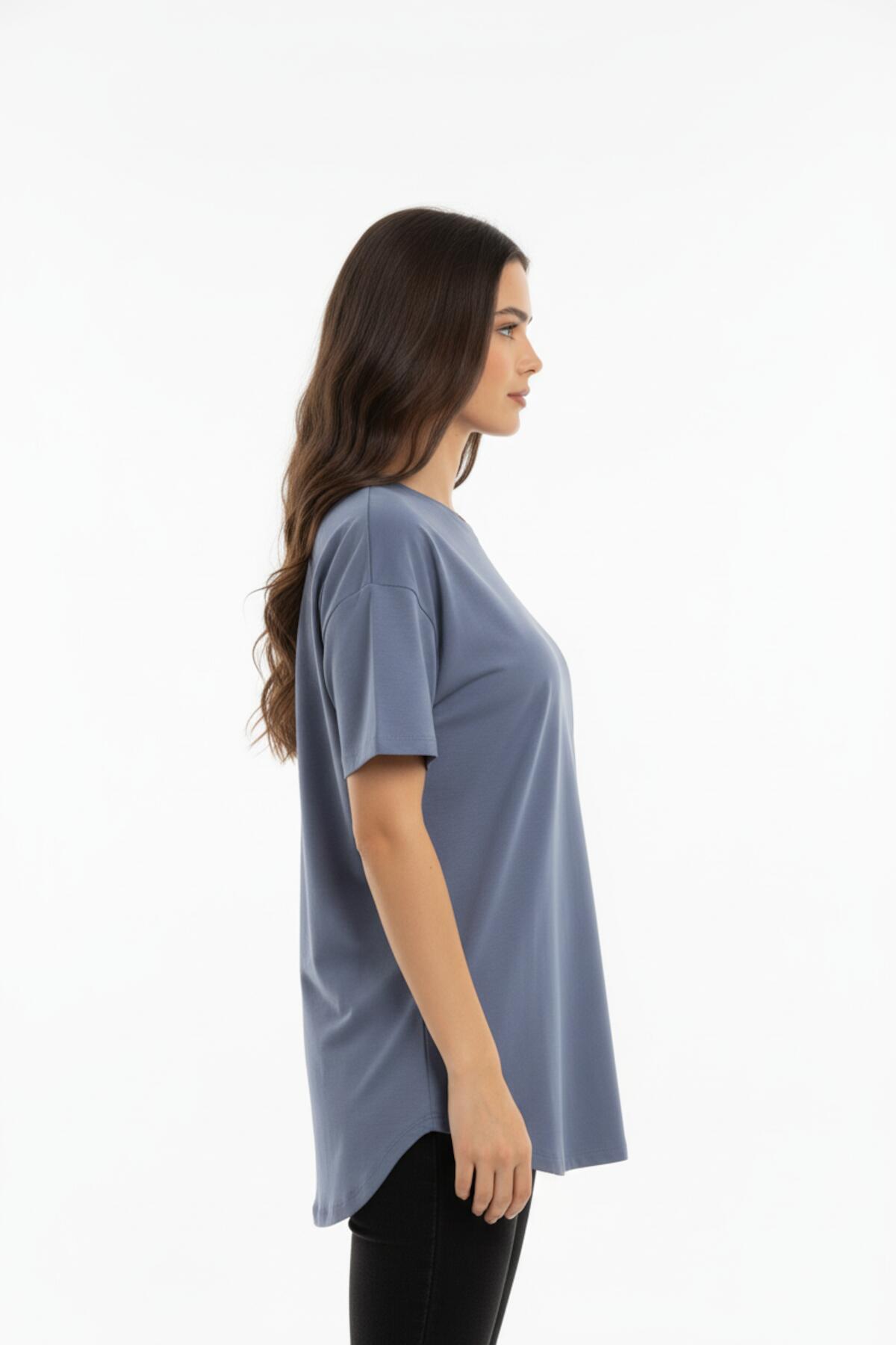 Two‑Ply Oval‑Hem T‑Shirt — Charcoal