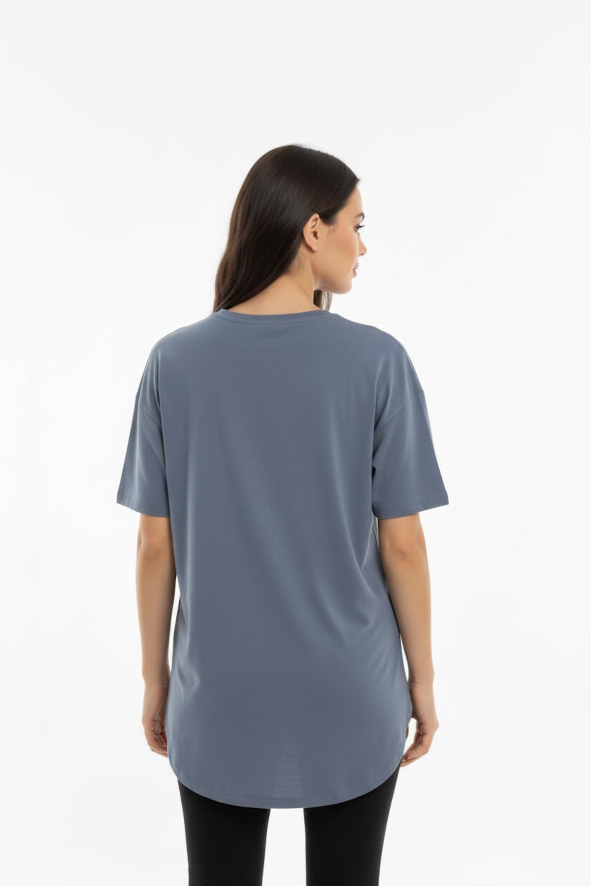 Two‑Ply Oval‑Hem T‑Shirt — Charcoal