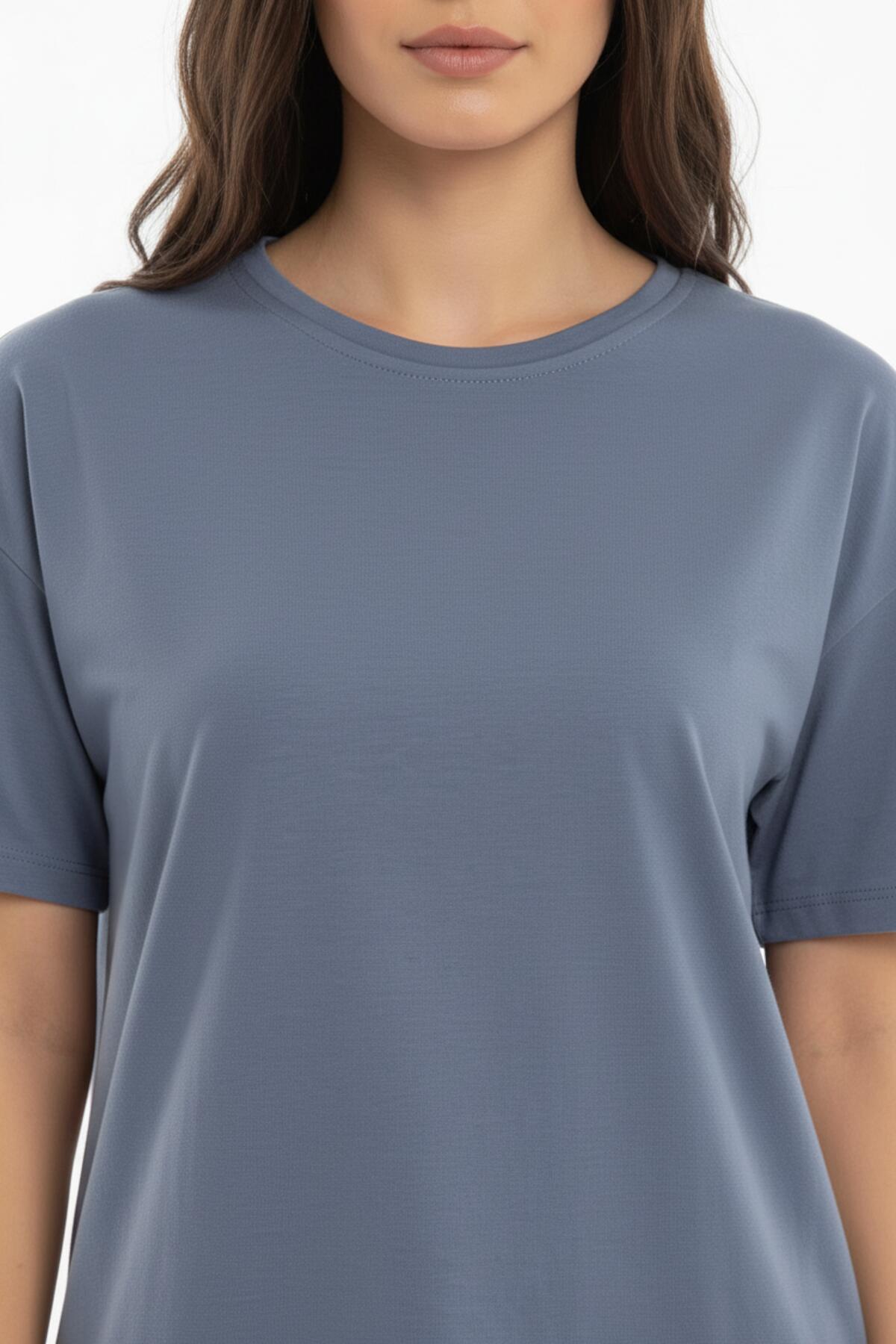 Two‑Ply Oval‑Hem T‑Shirt — Charcoal